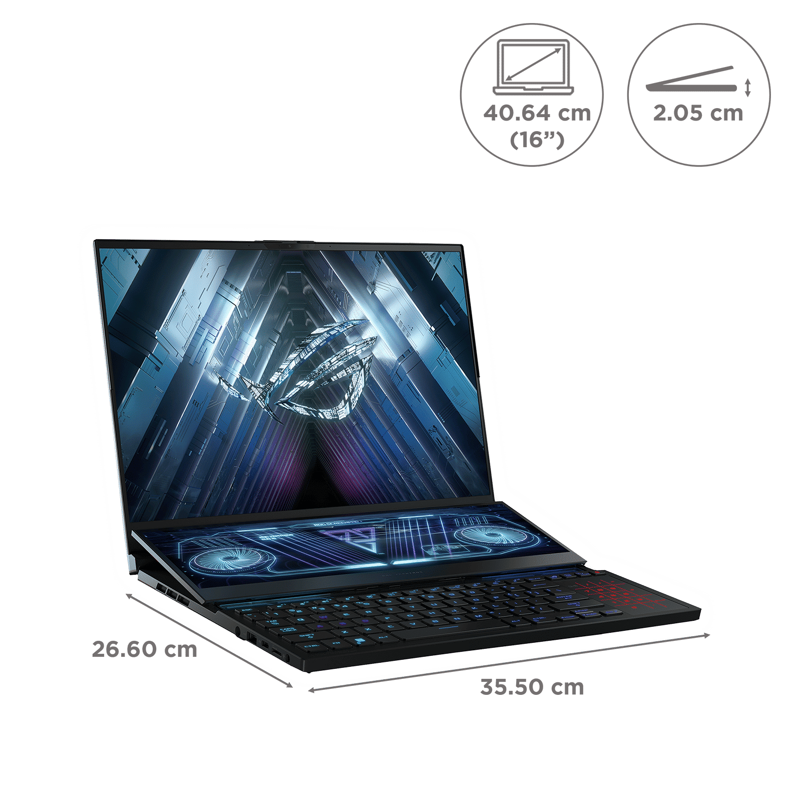 ASUS ROG Zephyrus Duo 16 AMD Ryzen 9 (16 inch, 32GB, 2TB, Windows 11 Home, MS Office Home and Student, NVIDIA GeForce RTX 3080 Ti Graphics, UHD+ IPS Display, Black, GX650RXZ-LB226WS)_2