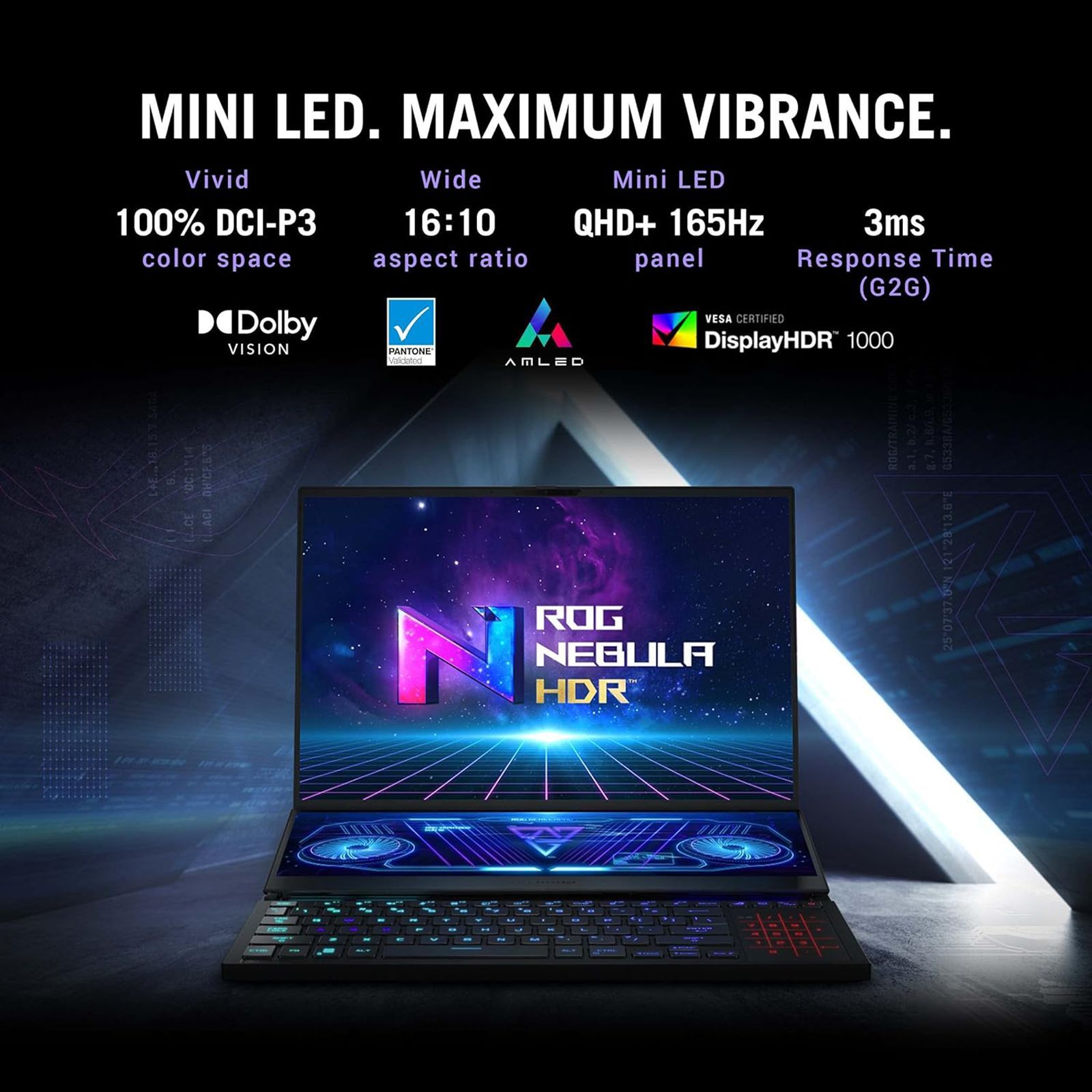 ASUS ROG Zephyrus Duo 16 AMD Ryzen 9 (16 inch, 32GB, 2TB, Windows 11 Home, MS Office Home and Student, NVIDIA GeForce RTX 3080 Ti Graphics, QHD+ Mini LED, Black, GX650RXZ-LO227WS)_18