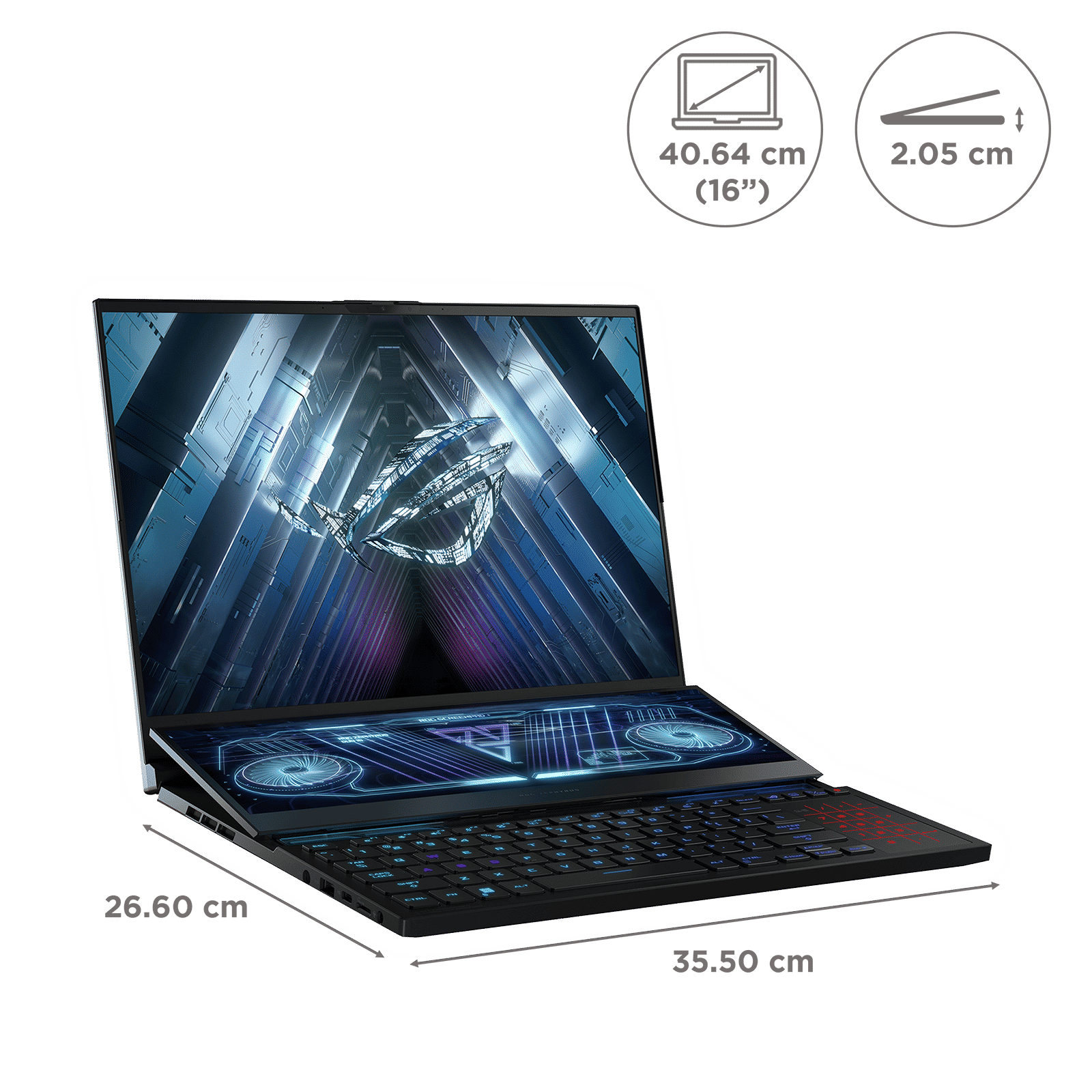 ASUS ROG Zephyrus Duo 16 AMD Ryzen 9 (16 inch, 32GB, 2TB, Windows 11 Home, MS Office Home and Student, NVIDIA GeForce RTX 3080 Ti Graphics, QHD+ Mini LED, Black, GX650RXZ-LO227WS)_2