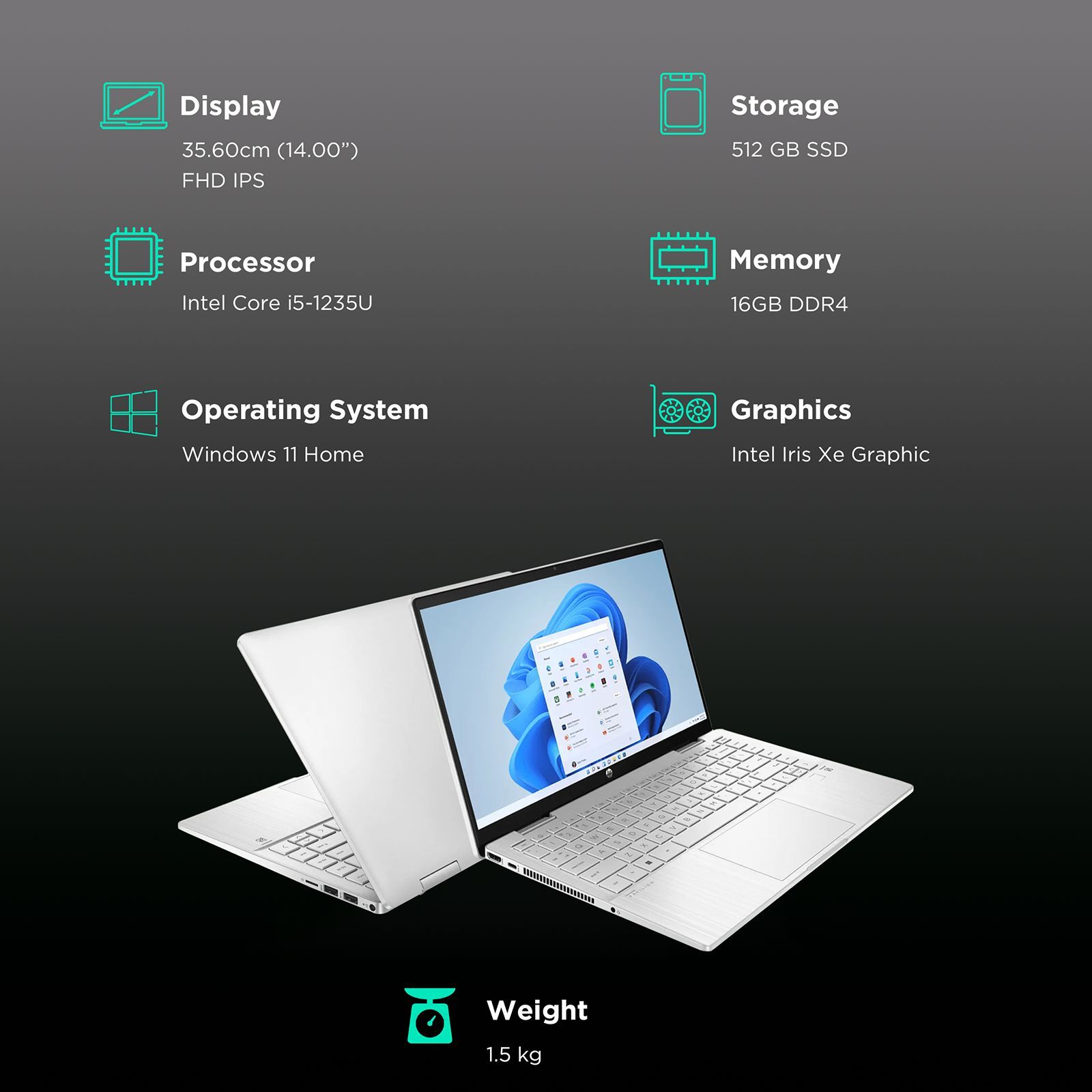 HP Pavilion x360 EK0074TU Intel Core i5 12th Gen (14 inch, 16GB, 512GB, Windows 11, MS Office Home and Student 2021, Intel Iris Xe, Full HD IPS Display, Natural Silver, 6Q0Y9PA#ACJ) HP Pavilion x360 EK0074TU Intel Core i5 12th Gen (14 inch, 16GB, 512GB, Windows 11, MS Office Home and Student 2021, Intel Iris Xe, Full HD IPS Display, Natural Silver, 6Q0Y9PA#ACJ)_3