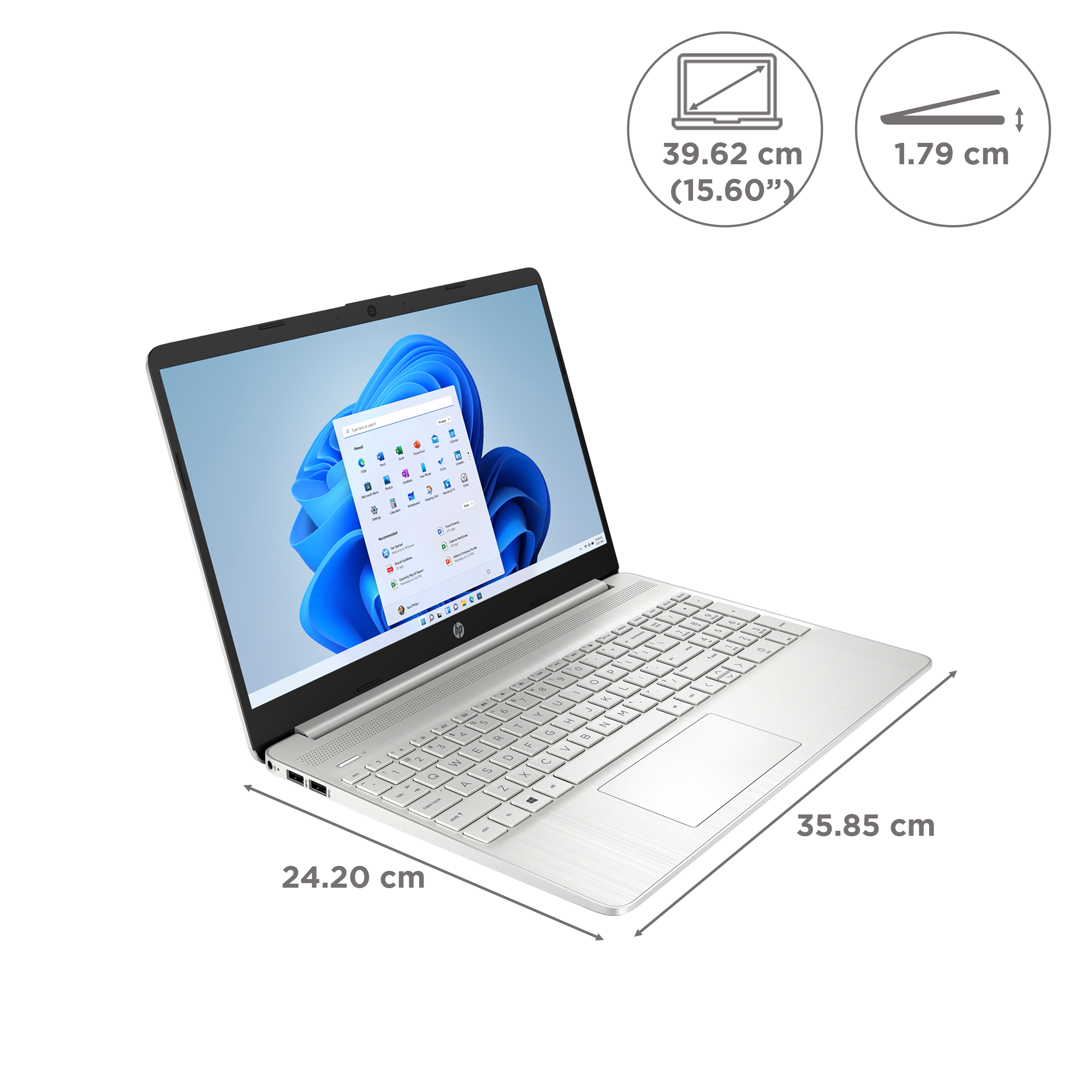 HP Intel FR5007TU Core i5 12th Gen Thin and Light Laptop (8GB, 512GB, Windows 11 Home, 15.6 inch Full HD IPS Display, MS Office Home and Student 2021, Silver, 1.69 KG)_2