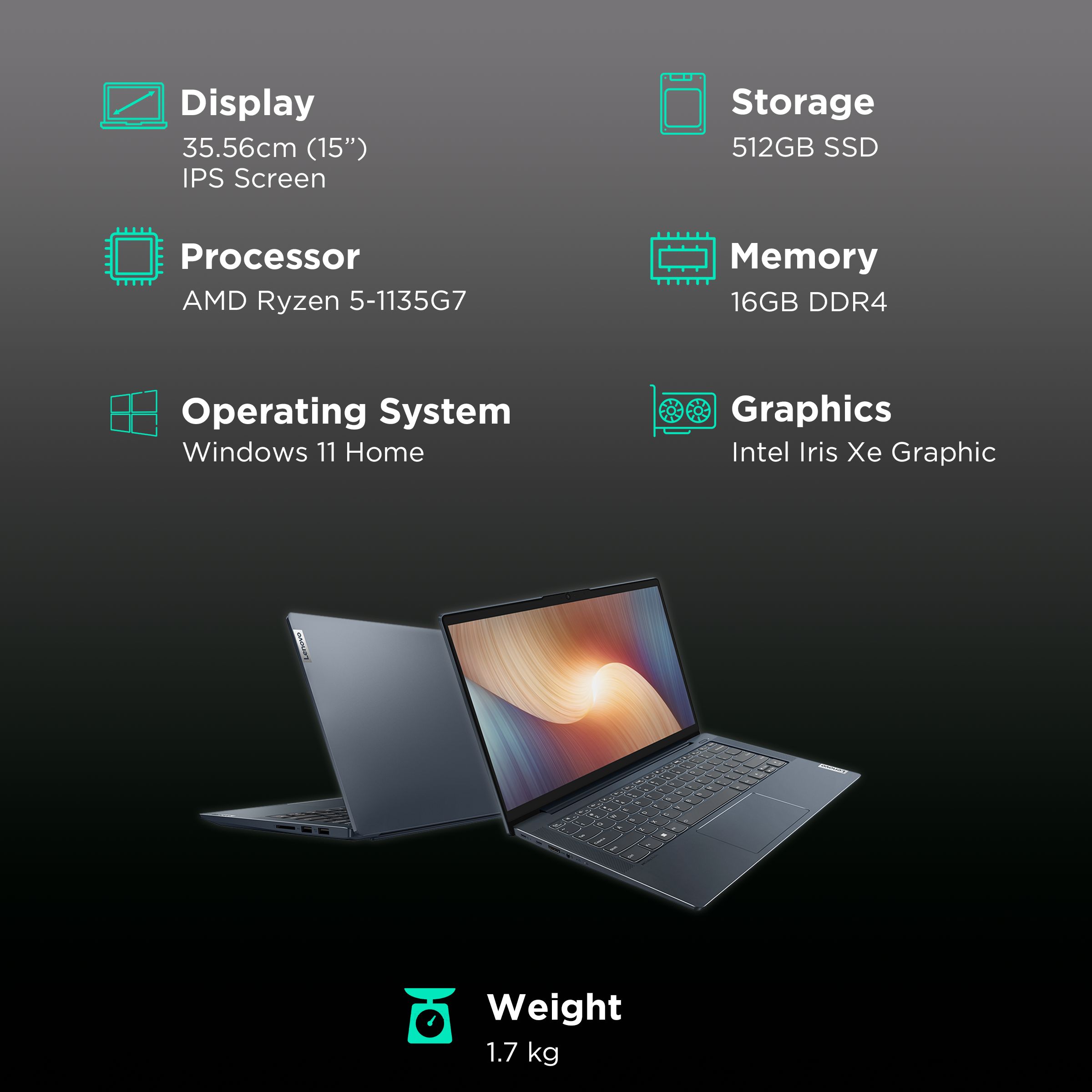 Lenovo IdeaPad Slim 5 15ITL05 AMD Ryzen 5 (15.6 inch, 16GB, 512GB, Windows 11, MS Office 2021, Integrated Intel Iris Xe, Full HD IPS Display , Platinum Grey, 82SE0061IN)_3