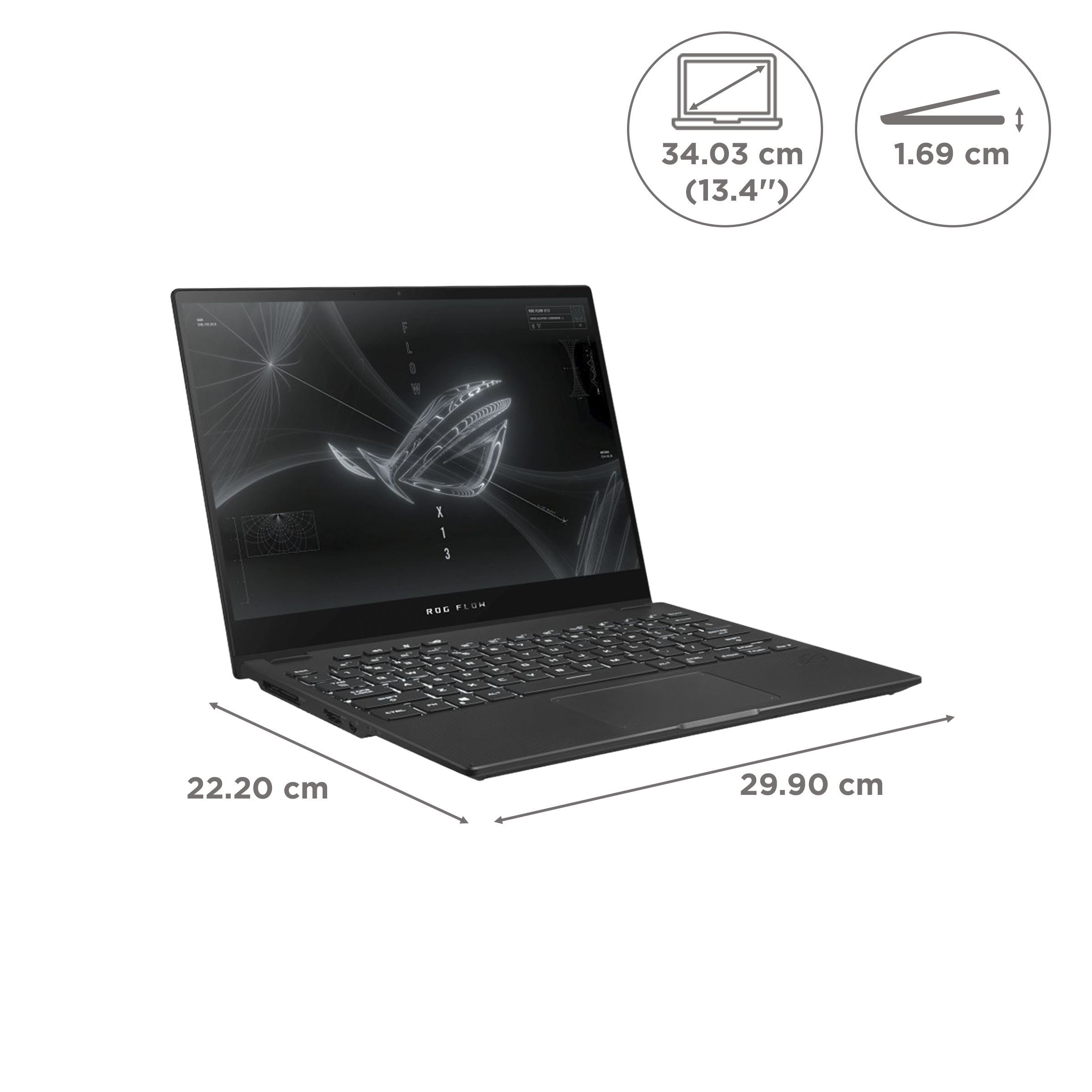 ASUS ROG Flow X13 GV301QE-K6153TS AMD Ryzen 9 (13.4 inch, 32GB, 1TB, Windows 10 Home, Office Home and Student 2019, NVIDIA GeForce RTX 3050 Ti Graphics, Full HD+ IPS Display, Off Black, 90NR04H1-M03430)_2