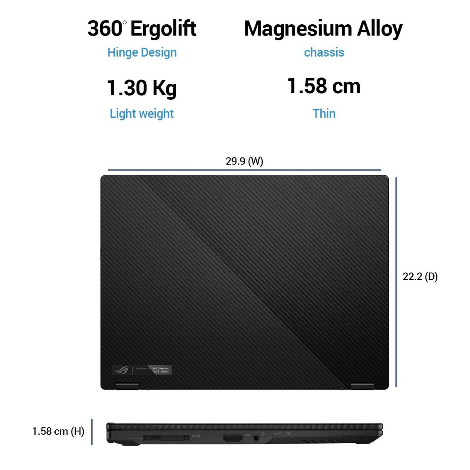 ASUS ROG Flow X13 GV301QH-K6461TS AMD Ryzen 9 (13.4 inch, 32GB, 1TB, Windows 10 Home, MS Office Home and Student 2019, NVIDIA GeForce GTX 1650 Graphics, Full HD+ IPS Display, Off Black, 90NR06C1-M11000)_17