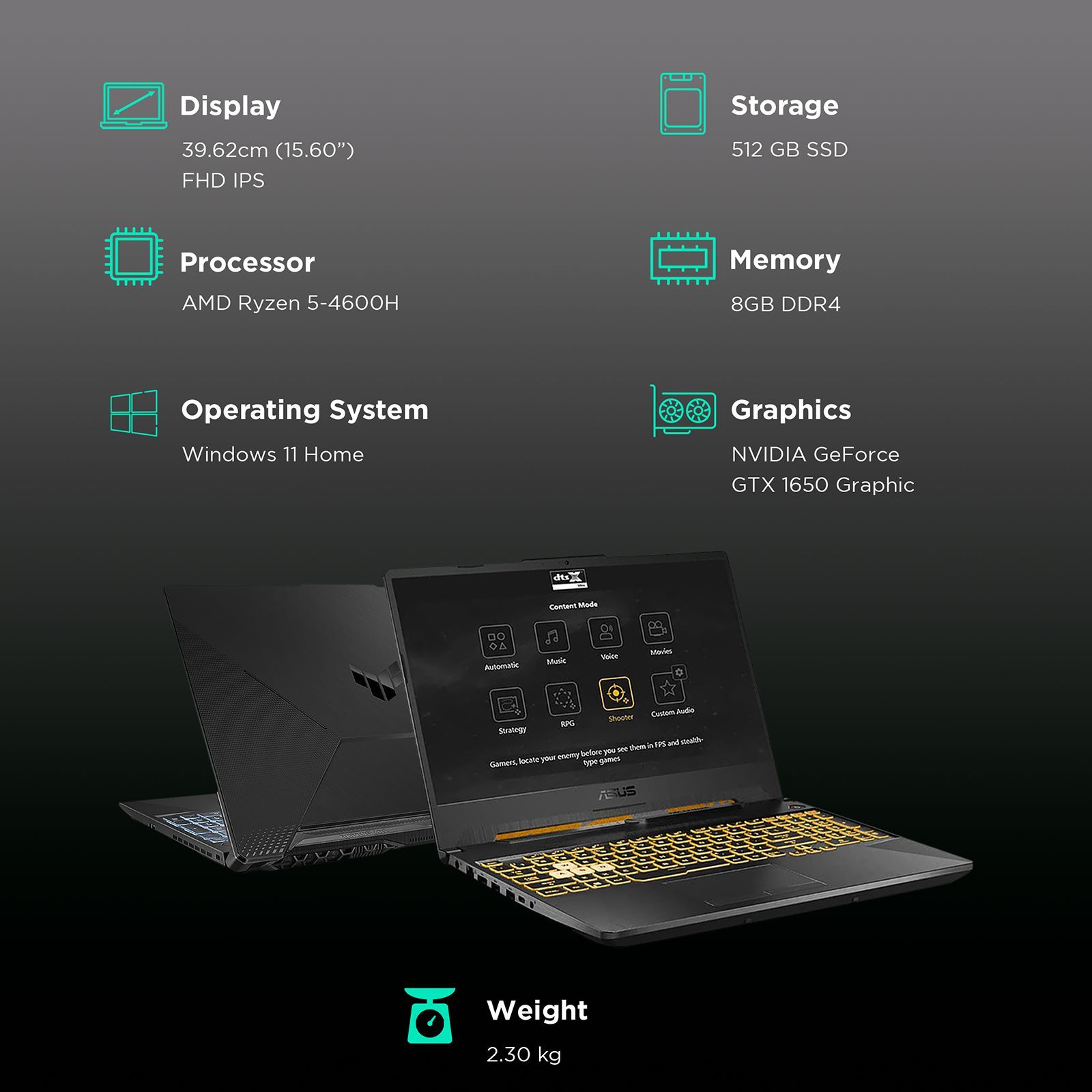ASUS TUF FA506IHRB-HN079W AMD Ryzen 5 (15.6 inch, 8GB, 512GB, Windows 11 Home, NVIDIA GeForce GTX 1650 Graphics, Full HD IPS Display, Graphite Black, 90NR07G7-M007M0)_3