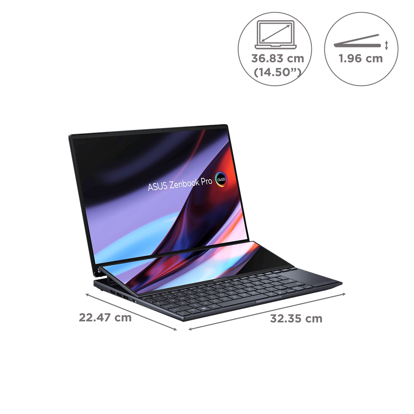 ASUS Zenbook Pro 14 Duo 2022 Intel Evo Core i7 12th Gen (14 inch, 16GB, 1TB, Windows 11, MS Office, Intel Iris Xe Graphics, Tech Black, UX8402ZA-LM711WS)_2
