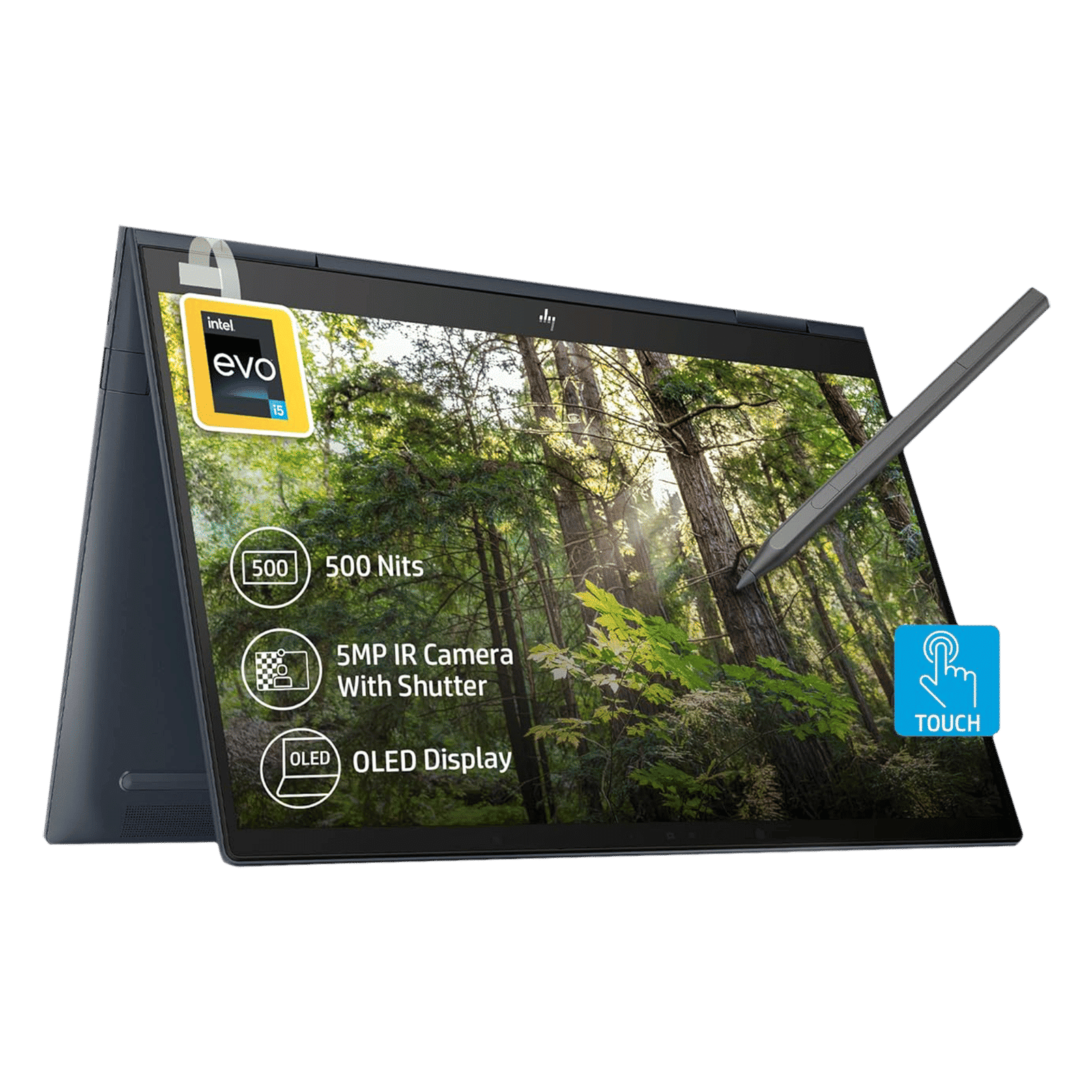 HP ENVY X360 Intel Evo Core i5 12th Gen (13.3 inch, 16GB, 512GB, Windows 11, MS Office 2021, Intel Iris Xe, 2.8K OLED Display, Space Blue, 6L0K9PA#ACJ)_1