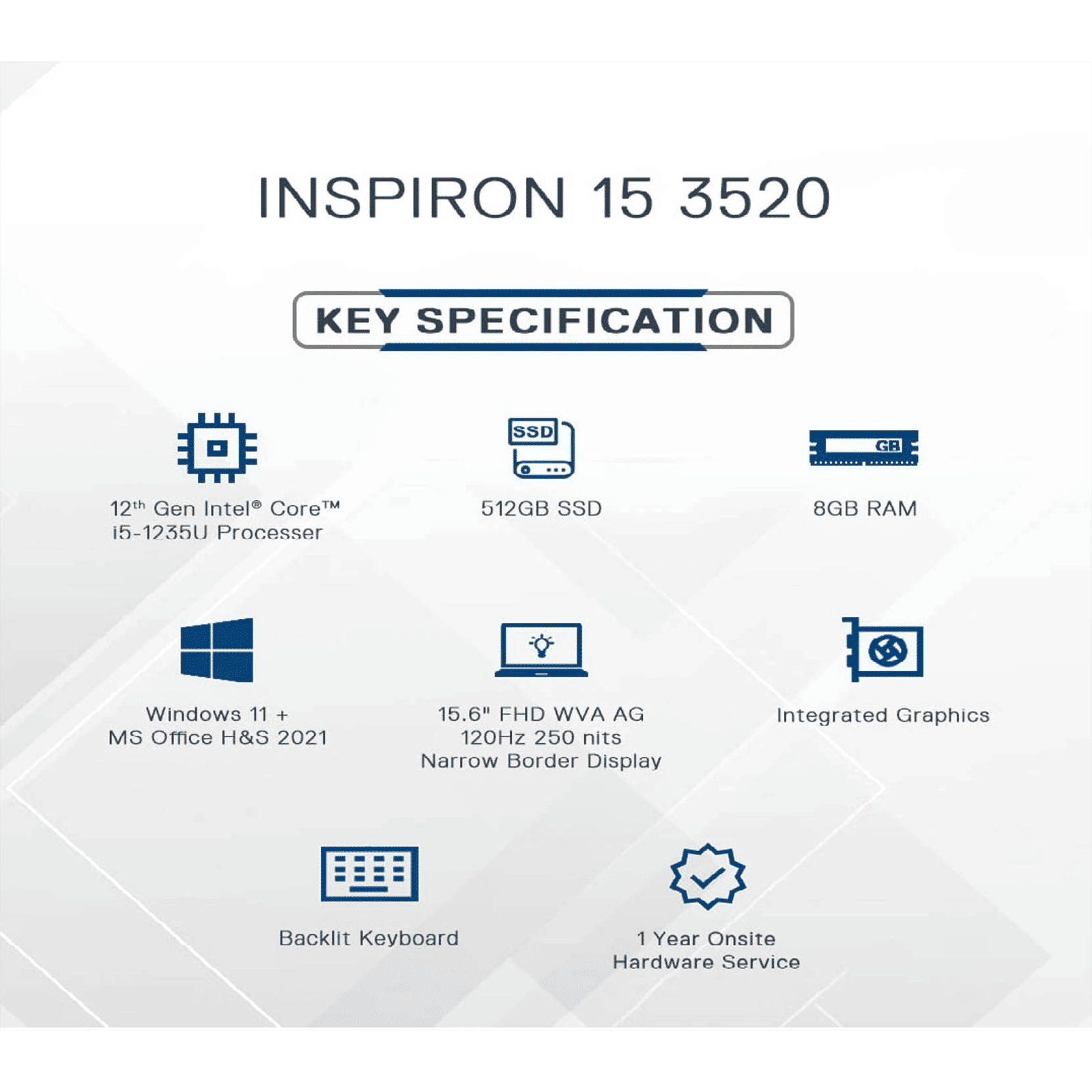 DELL Inspiron 3520 Intel Core i5 12th Gen (15.6 inch, 8GB, 512GB, Windows 11, Microsoft Office 2021, Intel UHD Graphics, FHD LED Backlit Display, Platinum Silver, D560885WIN9S)_10