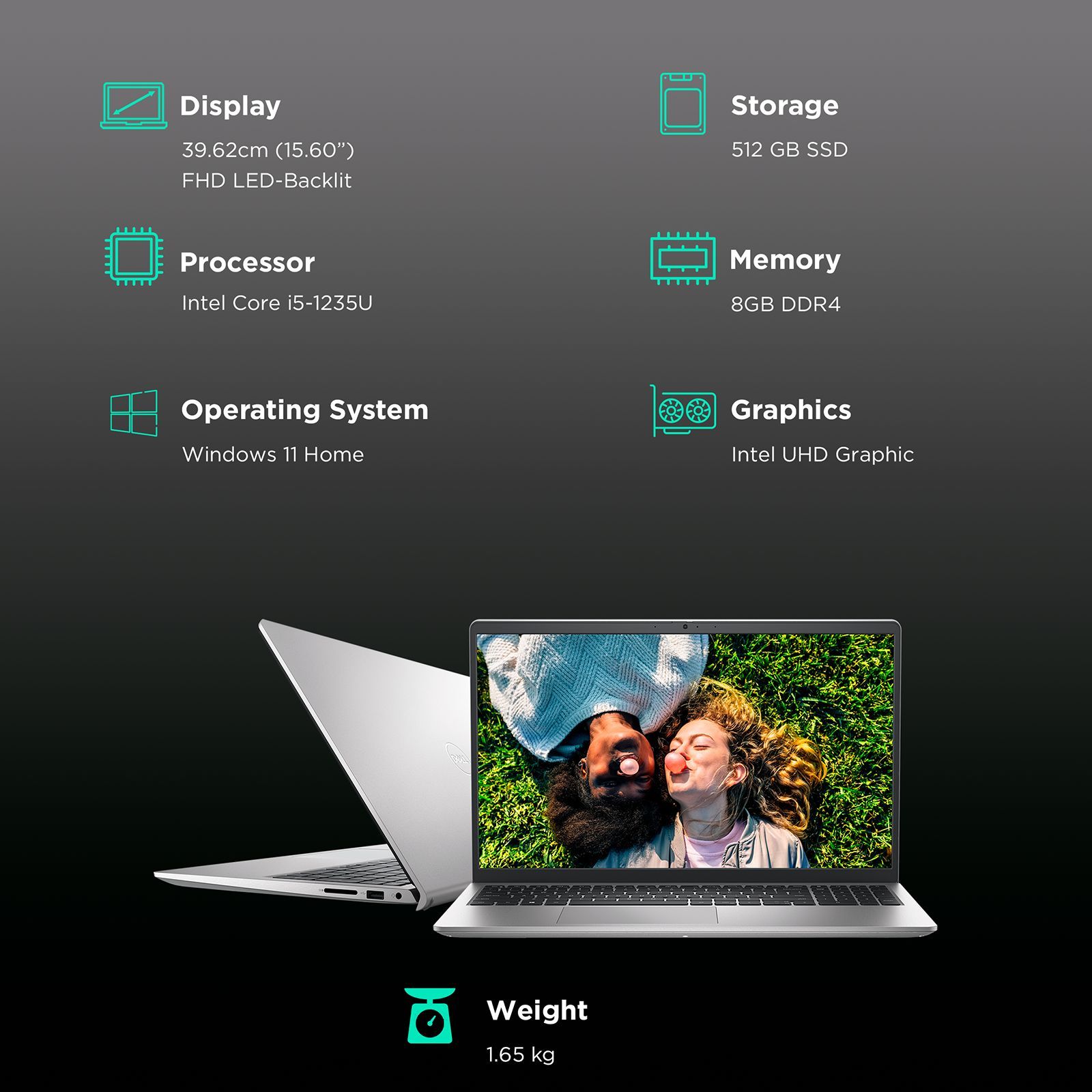 DELL Inspiron 3520 Intel Core i5 12th Gen (15.6 inch, 8GB, 512GB, Windows 11, Microsoft Office 2021, Intel UHD Graphics, FHD LED Backlit Display, Platinum Silver, D560885WIN9S)_3