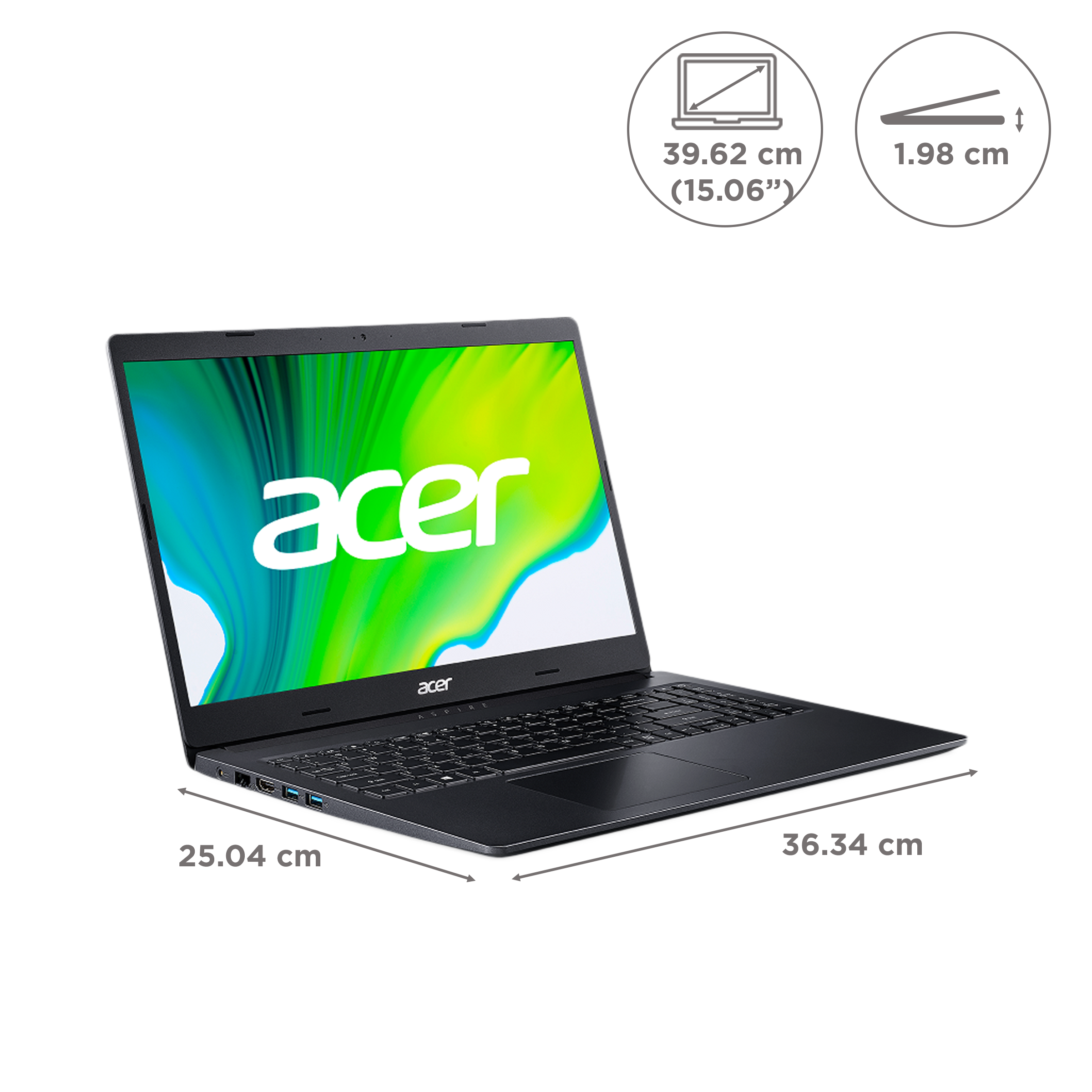 acer Aspire 3 Ryzen 3 Laptop (8GB, 256GB SSD, Windows 11 Home, 15.6 inch LED Backlit Display, MS Office 2021, Charcoal Black, 1.9 KG)_2