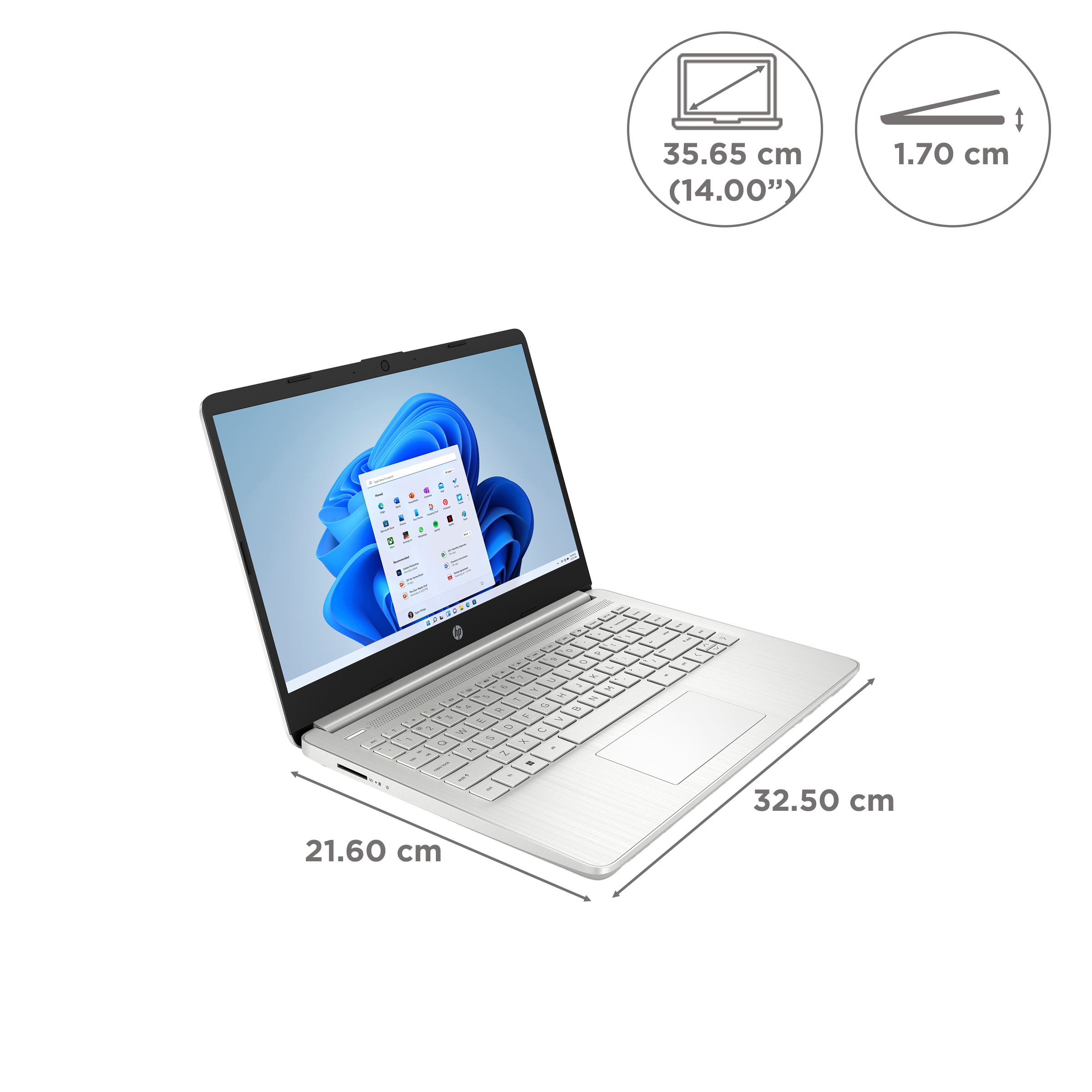 HP 14s-fq0567AU AMD Ryzen 3 (14 inch, 8GB, 256GB, Windows 11, MS Office 2021, AMD Radeon Vega 8, FHD IPS Display, Natural Silver, 6C0K9PA)_2