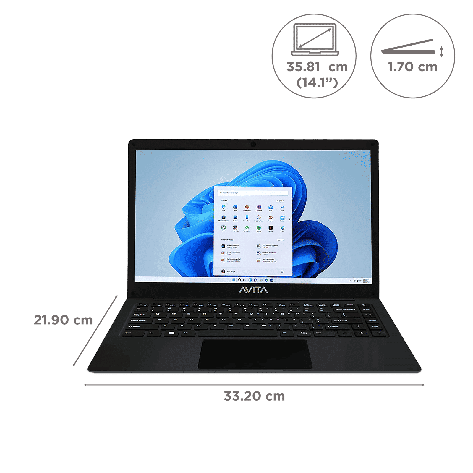 Avita Satus Ultimus S111 Intel Celeron 4th Gen (14.1 inch, 4GB, 128GB, Windows 11 Home, Intel UHD Graphics 600, Full HD IPS Display, Matt Black, NU14A1INC43PN-MB)_2