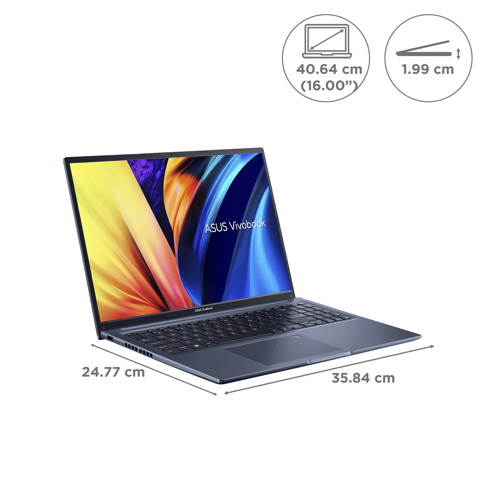 ASUS Vivobook 16X AMD Ryzen 7 Thin and Light Laptop (16GB, 512GB SSD, Windows 11 Home, 16 inch IPS Display, MS Office 2021, Quiet Blue, 1.8 KG)_2