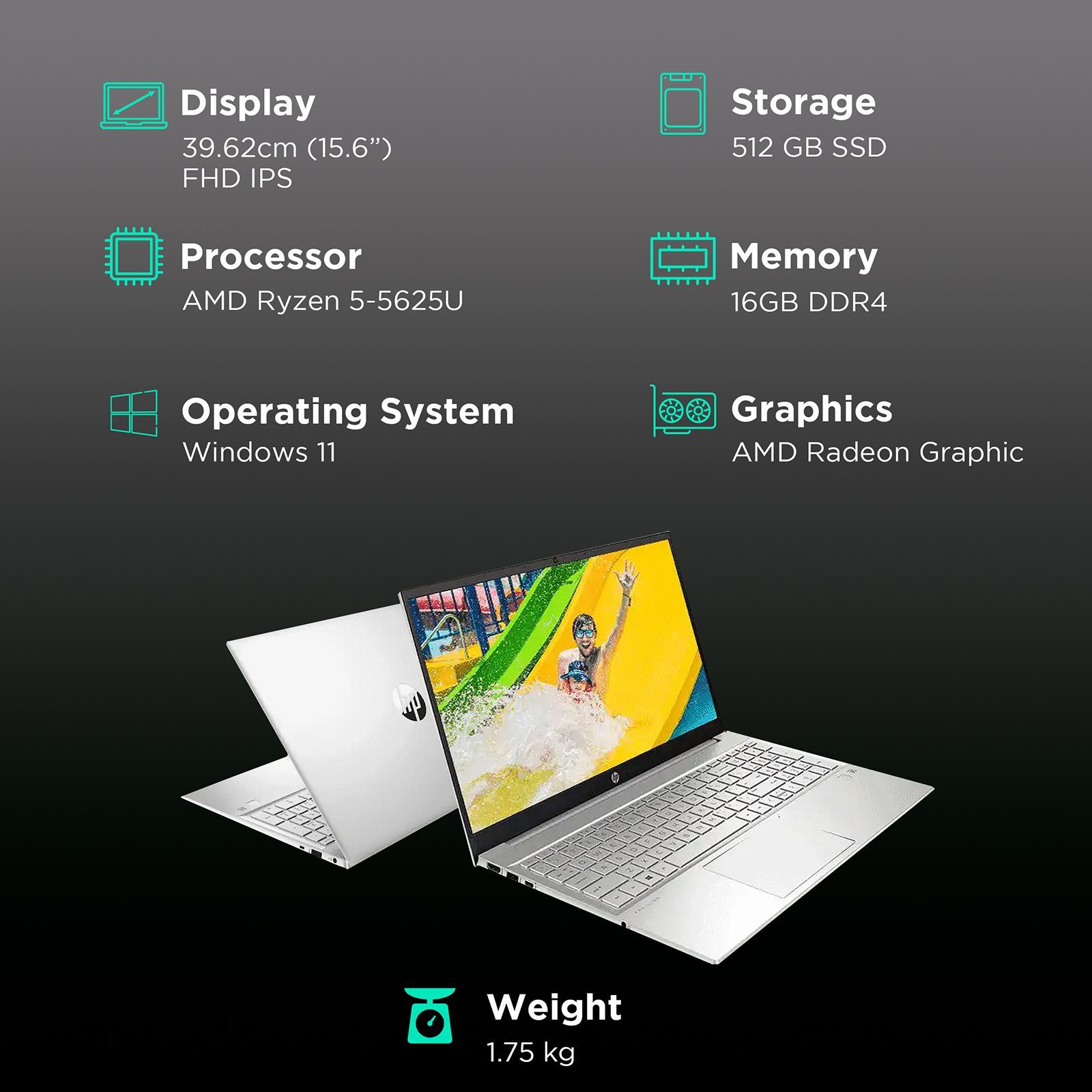 HP Pavilion 15-eh2047AU AMD Ryzen 5 (15.6 inch, 16GB, 512GB, Windows 11, MS Office 2021, AMD Radeon Graphics, FHD IPS Display, Natural Silver, 7K0L9PAACJ)_3