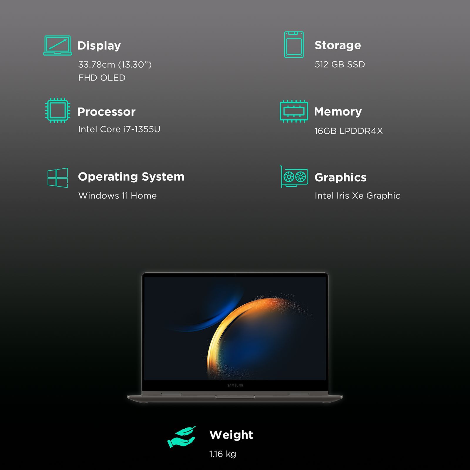 SAMSUNG Galaxy Book3 360 Intel Evo Core i5 13th Gen (13.3 inch, 16GB, 512GB, Windows 11 Home, MS Office 2021, Intel Iris Xe Graphics, Full HD Super AMOLED Display, Graphite, NP730QFG-KA2IN) SAMSUNG Galaxy Book3 360 Intel Evo Core i5 13th Gen (13.3 inch, 16GB, 512GB, Windows 11 Home, MS Office 2021, Intel Iris Xe Graphics, Full HD Super AMOLED Display, Graphite, NP730QFG-KA2IN)_3