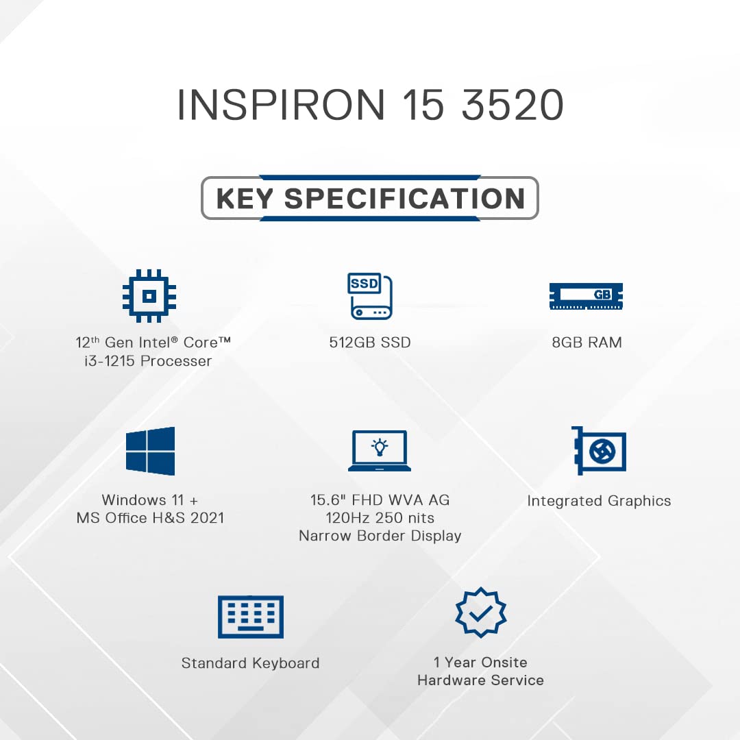 DELL Inspiron 15 3520 Intel Core i3 12th Gen Notebook Laptop (8GB, 512GB SSD, Windows 11 Home, 15.6 inch Full HD Display, MS Office 2021, Carbon Black, 1.85 KG) DELL Inspiron 15 3520 Intel Core i3 12th Gen Notebook Laptop (8GB, 512GB SSD, Windows 11 Home, 15.6 inch Full HD Display, MS Office 2021, Carbon Black, 1.85 KG)_14