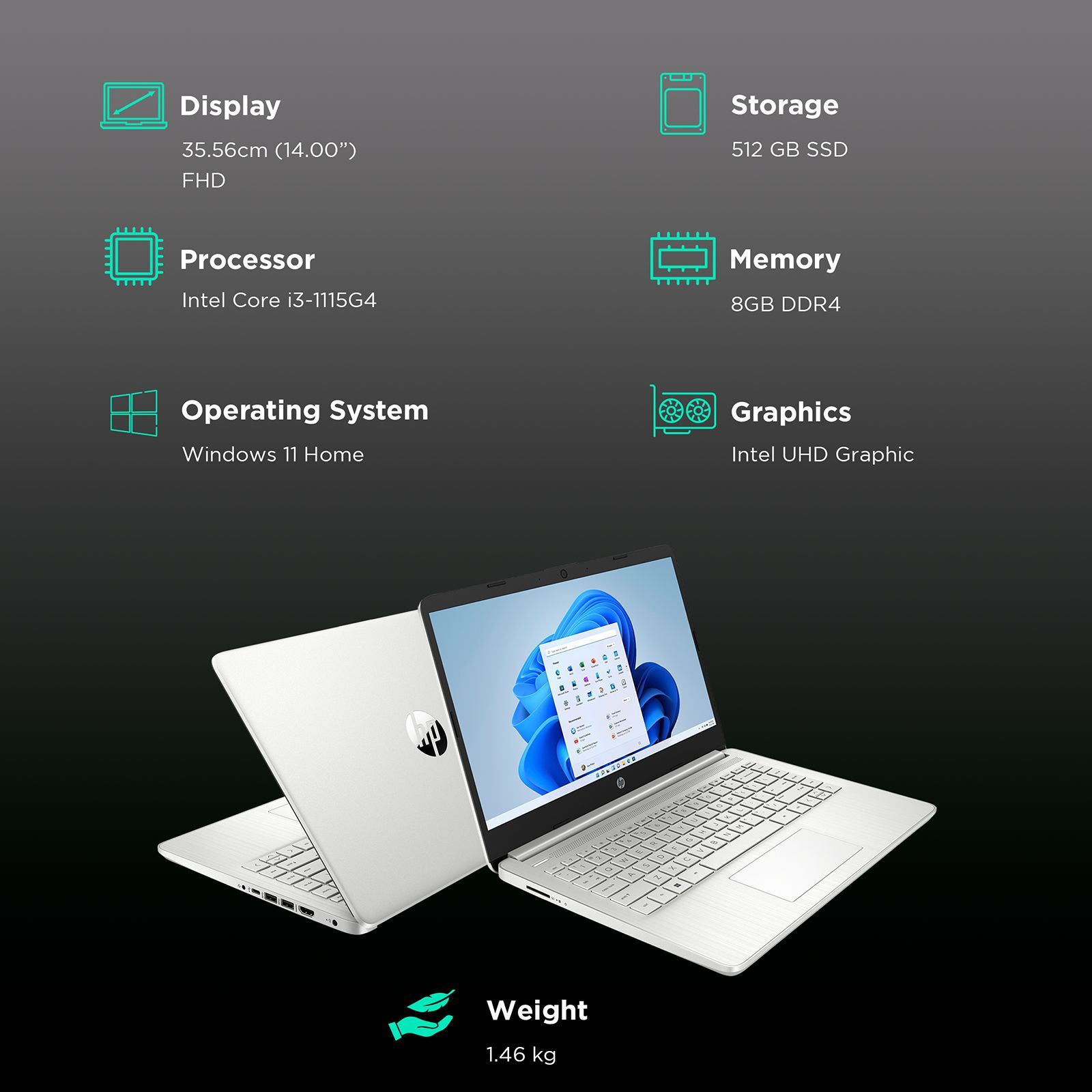 HP 14s-dq2649TU Intel Core i3 11th Gen (14 inch, 8GB, 512GB, Windows 11 Home, Intel UHD, Full HD Display, Natural Silver, 7G6H0PA)_3