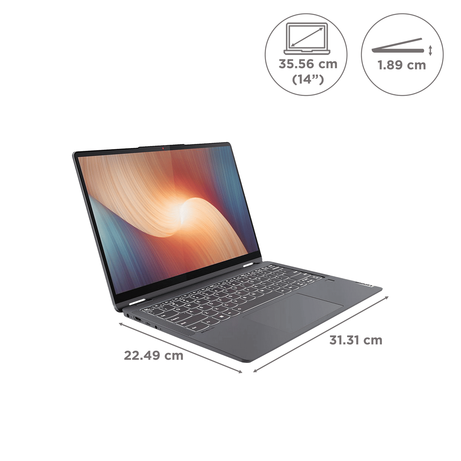 Lenovo IdeaPad Flex 5i Intel Core i3 12th Gen (14 inch, 8GB, 512GB, Windows 11 Home, MS Office 2021, Intel UHD, WUXGA IPS Display, Storm Grey, 82R700ASIN)_2