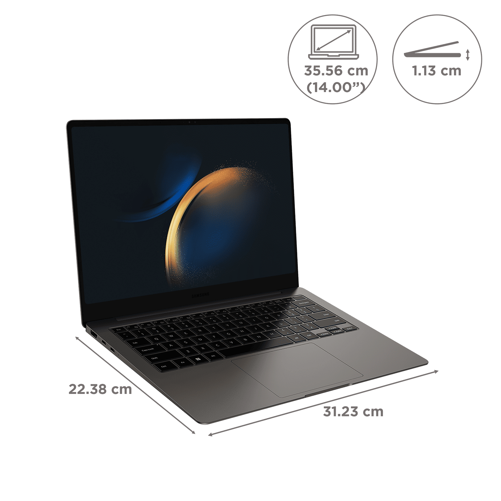 SAMSUNG Galaxy Book3 Pro Intel Evo Core i7 13th Gen (14 inch, 16GB, 512GB, Windows 11 Home, MS Office 2021, Intel Iris Xe, Dynamic AMOLED 2X 3K Display, Graphite, NP940XFG-KC4IN)_2