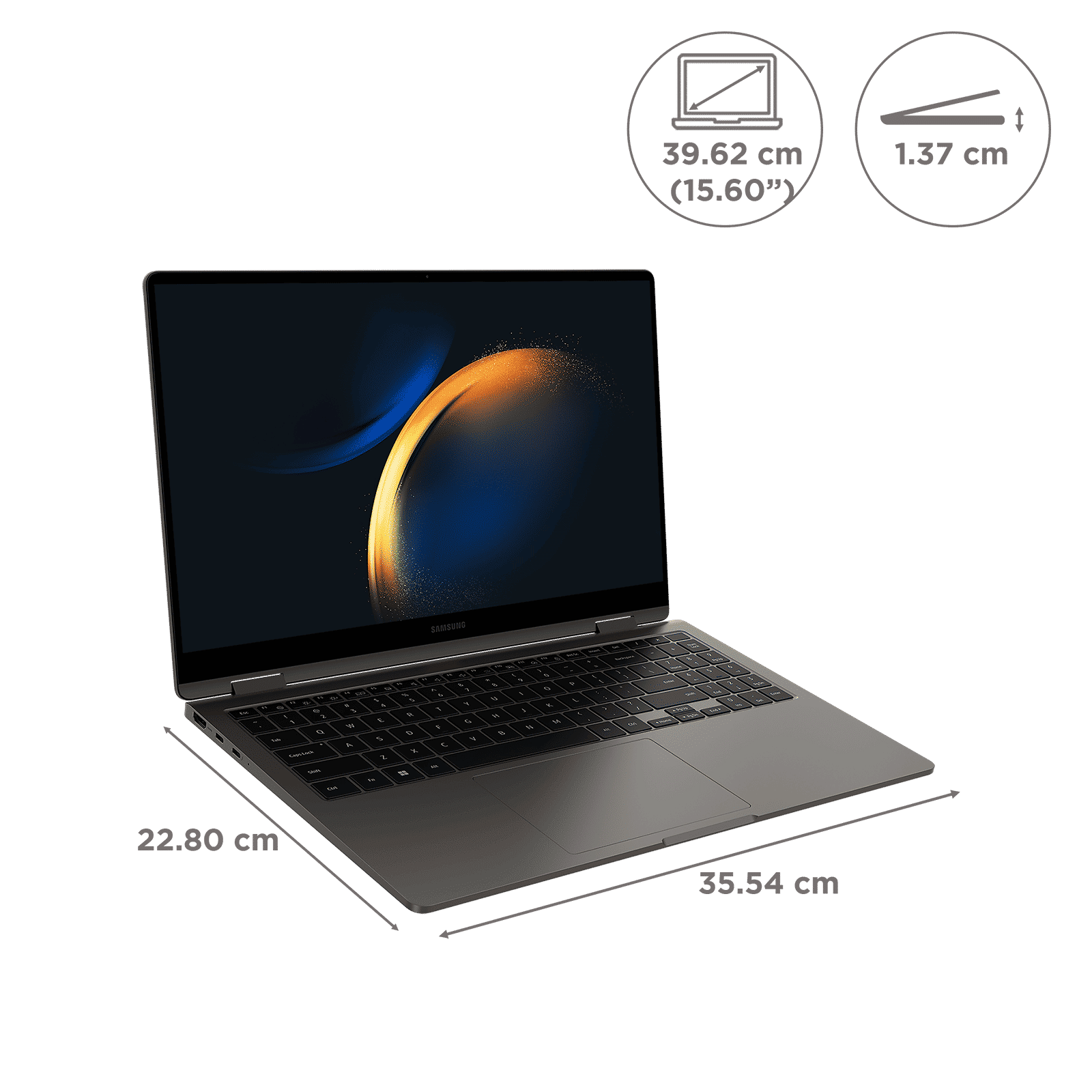 SAMSUNG Galaxy Book3 360 Intel Evo Core i5 13th Gen (15.6 inch, 16GB, 512GB, Windows 11 Home, MS Office 2021, Intel Iris Xe, FHD AMOLED, Graphite, NP750QFG-KA2IN)_2