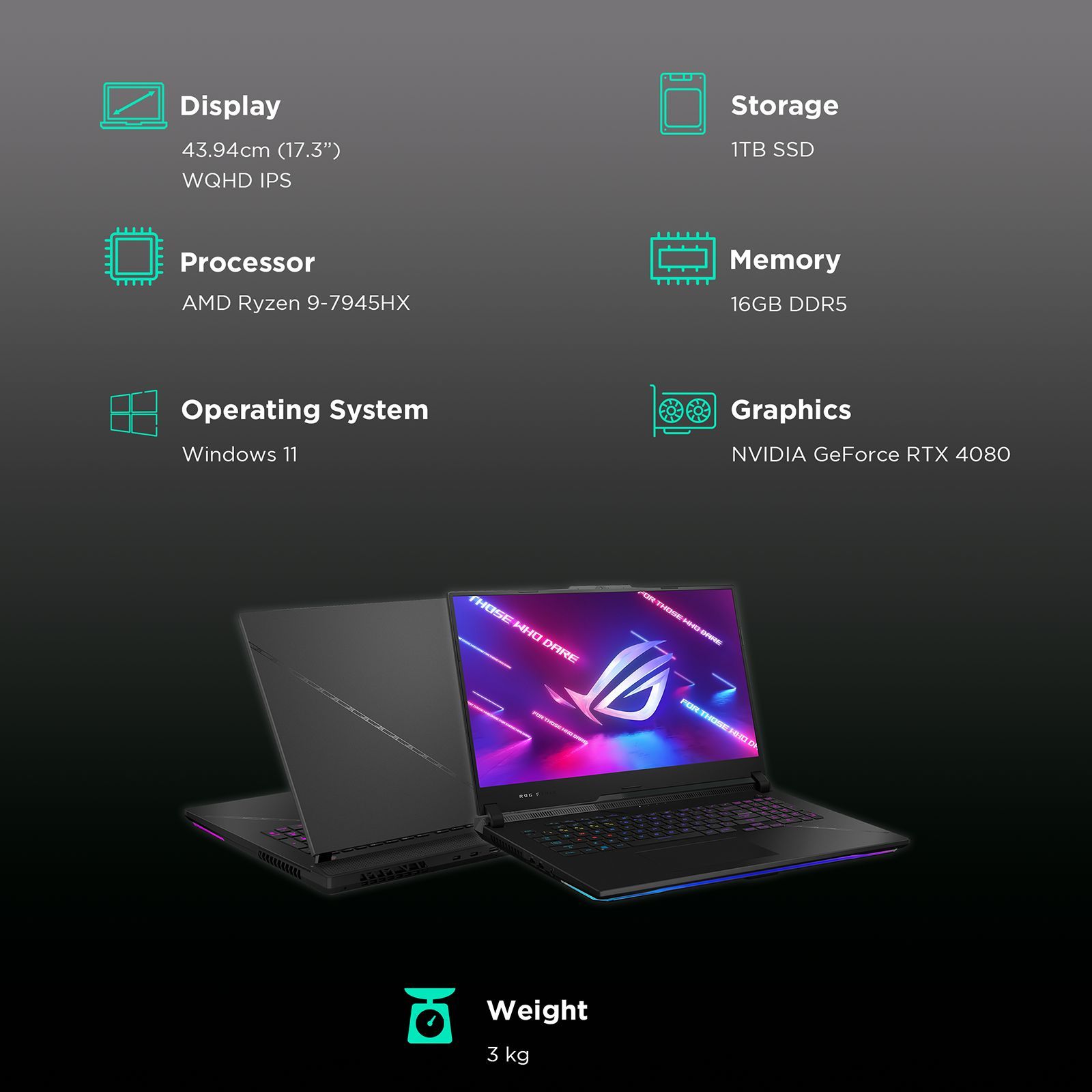 ASUS ROG Strix SCAR 17 G733PZ-LL046WS AMD Ryzen 9 (17.3 inch, 16GB, 1TB, Windows 11 Home, MS Office 2021, NVIDIA GeForce RTX 4080, WQHD IPS Display, Off Black, 90NR0DC4-M00310)_3