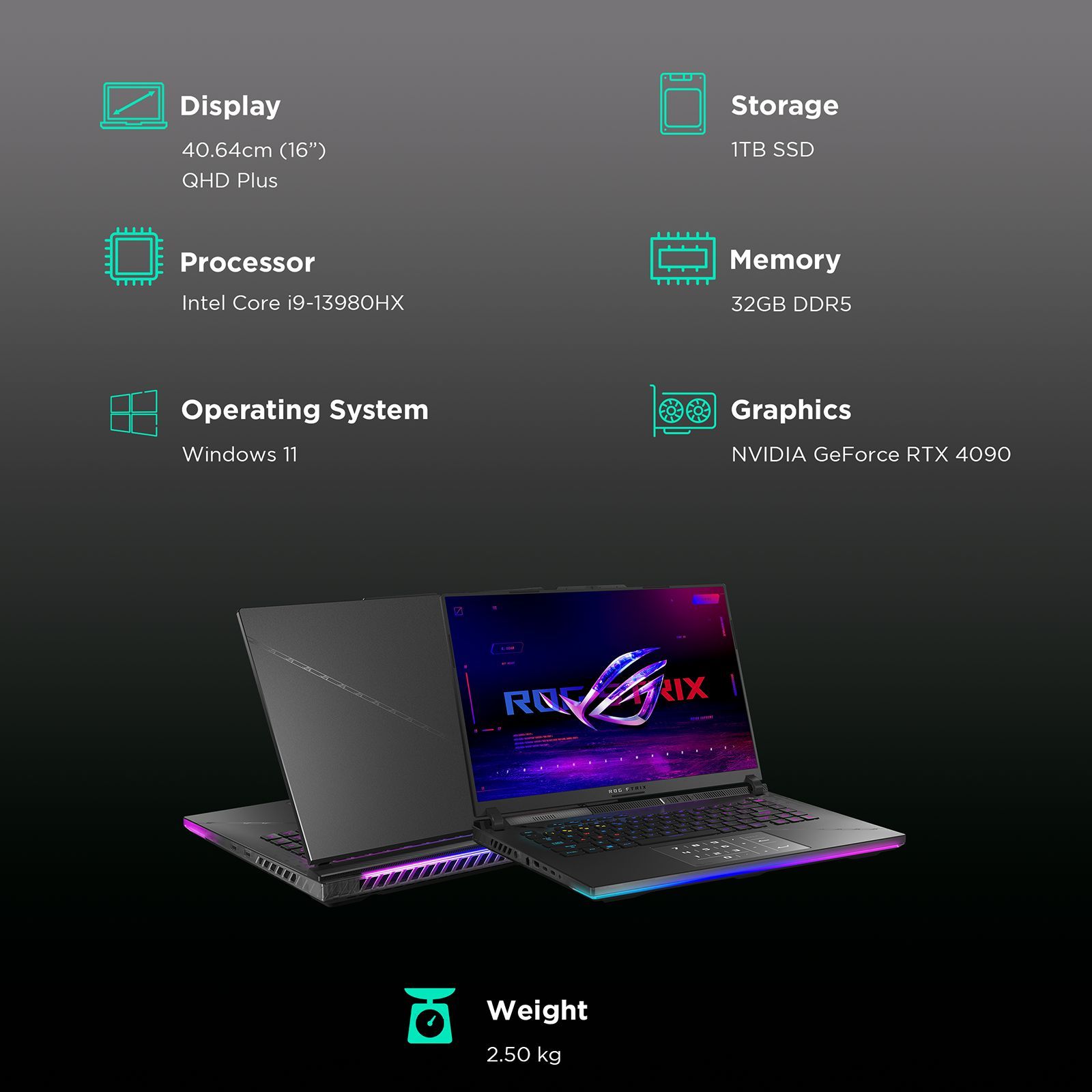 ASUS ROG Strix SCAR 16 G634JY-NM054WS Intel Core i9 13th Gen (16 inch, 32GB, 1TB, Windows 11 Home, MS Office 2021, NVIDIA GeForce RTX 4090, QHD Plus IPS Display, Off Black, 90NR0D91-M003K0)_3