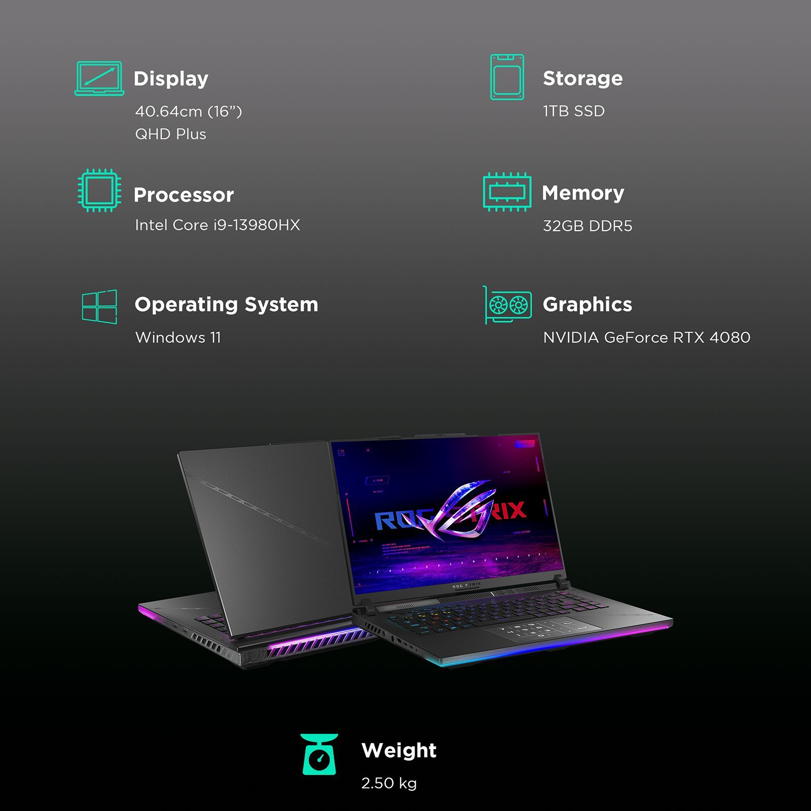 ASUS ROG Strix SCAR 16 Intel Core i9 13th Gen (16 inch, 32GB, 1TB, Windows 11 Home, MS Office 2021, NVIDIA GeForce RTX 4080, QHD Plus IPS Display, Off Black, 90NR0C81-M004T0)_3
