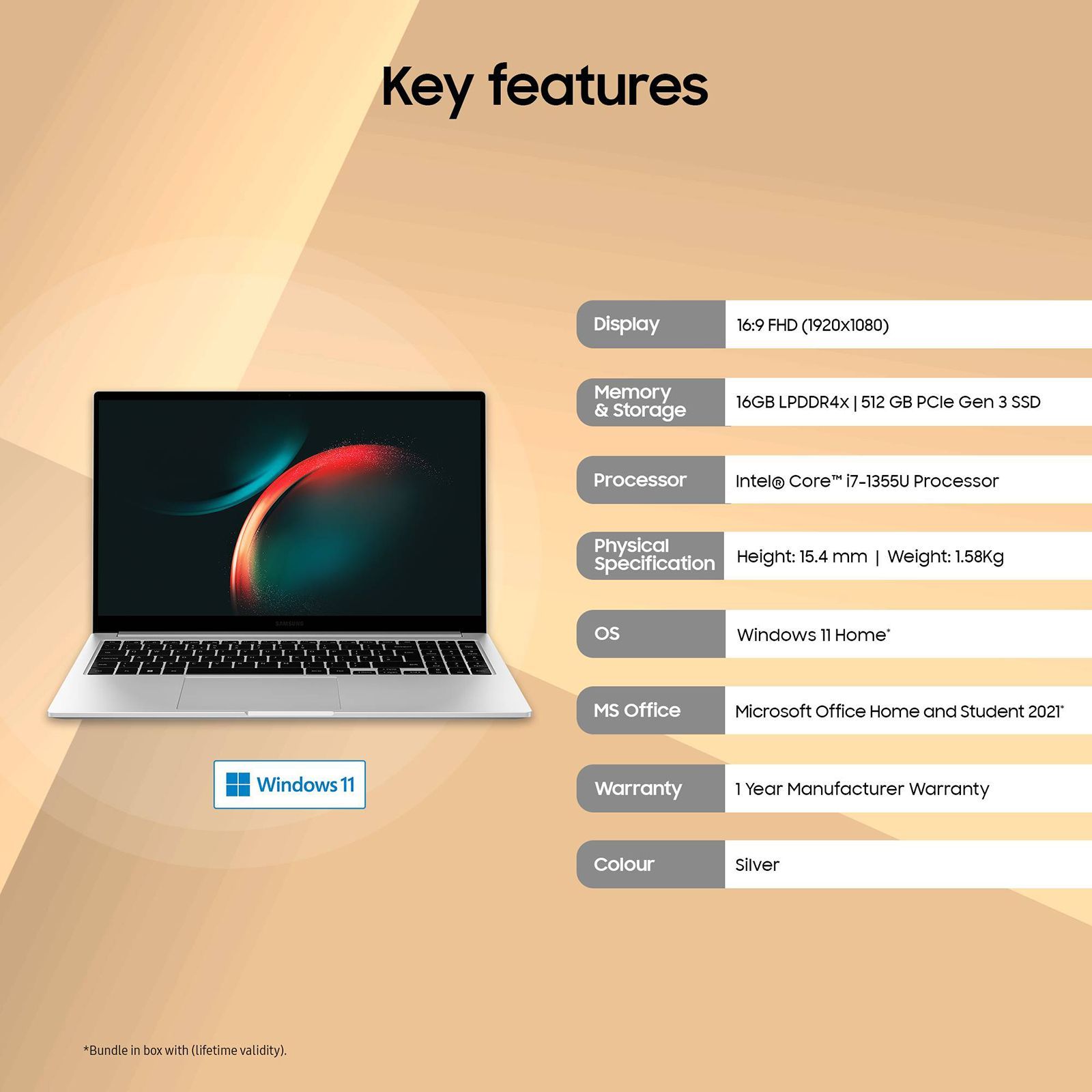 SAMSUNG Galaxy Book3 Intel Core i7 13th Gen (15.6 inch, 16GB, 512TB, Windows 11 Home, Intel Iris Xe, FHD LED Display, Silver, NP750XFG-KB3IN) SAMSUNG Galaxy Book3 Intel Core i7 13th Gen (15.6 inch, 16GB, 512TB, Windows 11 Home, Intel Iris Xe, FHD LED Display, Silver, NP750XFG-KB3IN)_12