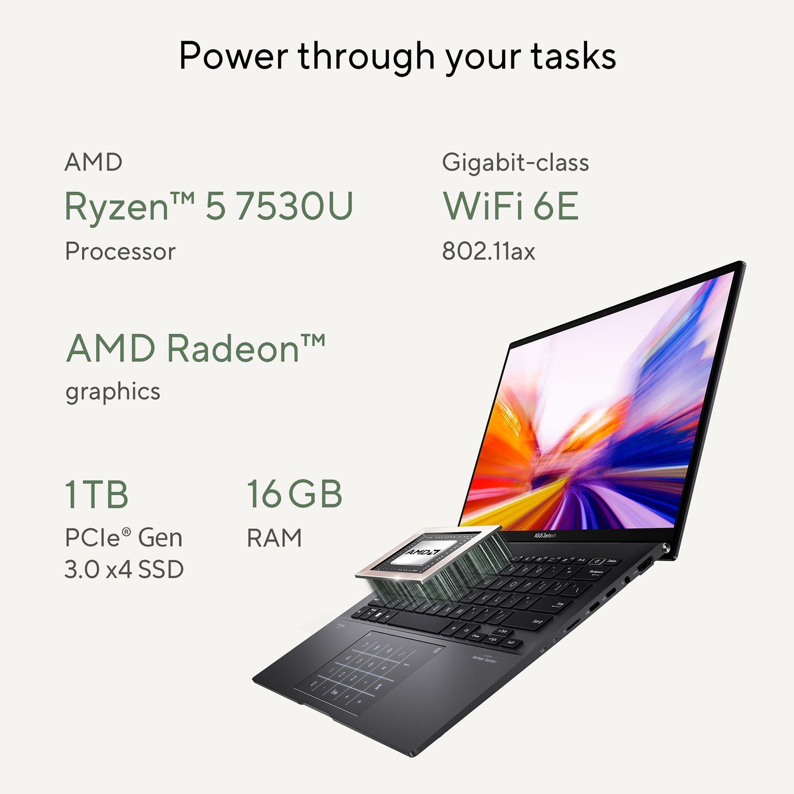 ASUS AMD Ryzen 5 (14 inch, 16GB, 1TB, Windows 11 Home, MS Office 2021, AMD Radeon, OLED Display, Jade Black, UM3402YA-KM551WS)_12