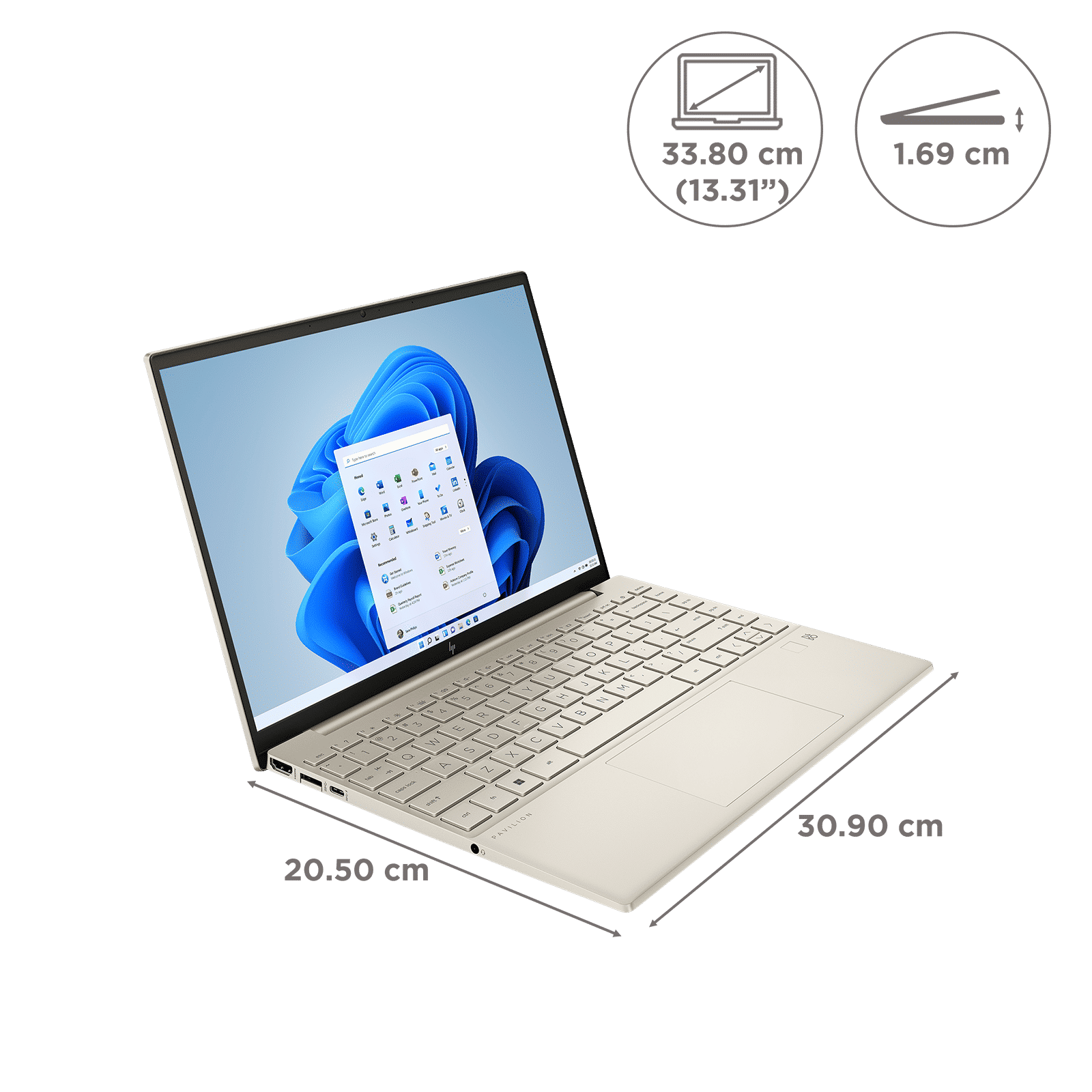 HP Pavilion Aero BE2055AU AMD Ryzen 5 (13.3 inch, 16GB, 512GB, Windows 11 Home, MS Office 2021, AMD Radeon, WUXGA IPS Display, Warm Gold, SM-A346ELVEINS)_2