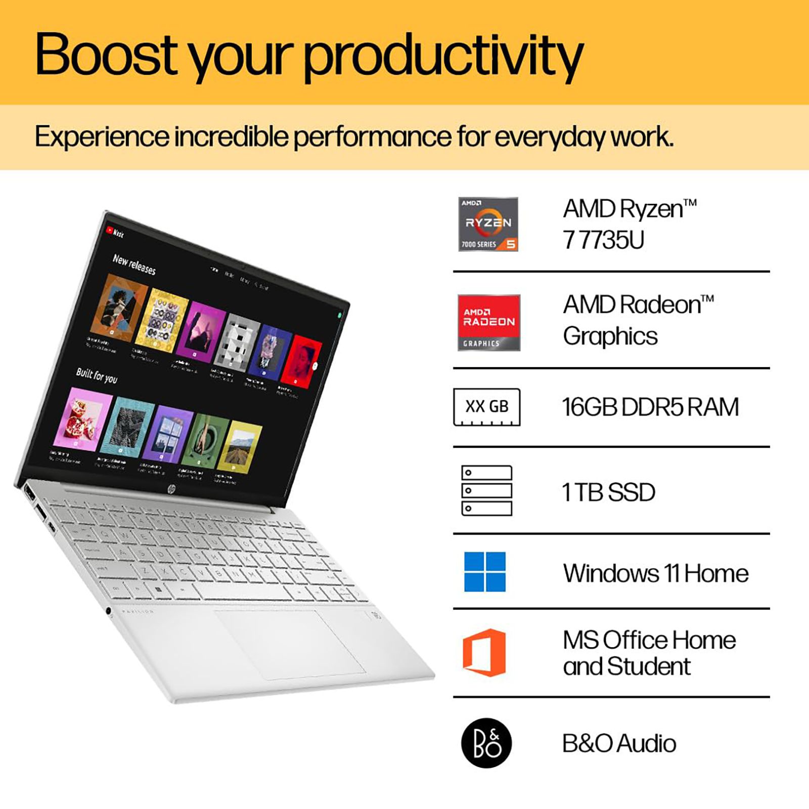 HP Pavilion Aero BE2048AU AMD Ryzen 7 (13.3 inch, 16GB, 1TB, Windows 11 Home, MS Office 2021, AMD Radeon, WUXGA IPS Display, Natural Silver, SM-A346ELVEINS)_9