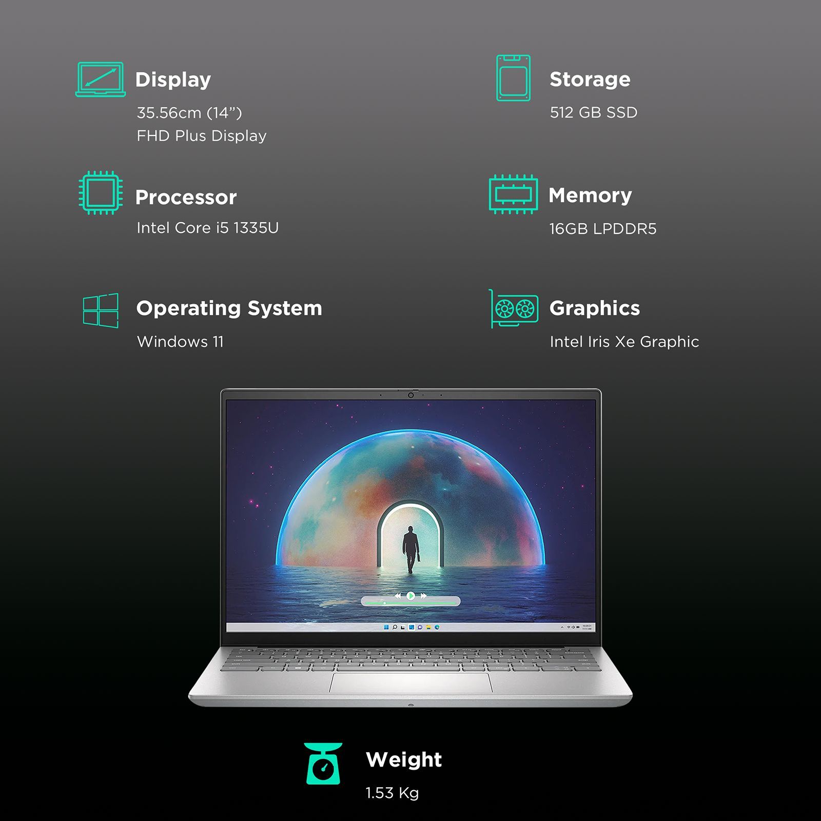 DELL Inspiron 5430 Intel Core i5 13th Gen (14 inch, 16GB, 512GB, Windows 11, MS Office 2021, Intel Iris Xe, FHD Plus Display, Platinum Silver, IN54308TR2G001ORS1)_3