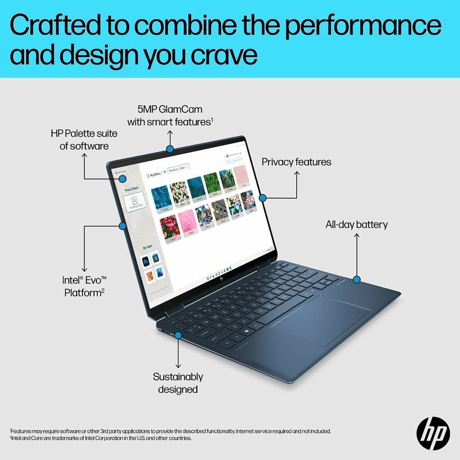 HP Spectre x360 14 Intel Core i7 13th Gen (13.5 inch, 32GB, 1TB, Windows 11, MS Office 2021, Intel Iris X, OLED Display, Nocturne Blue, 7Y6U2PA)_12