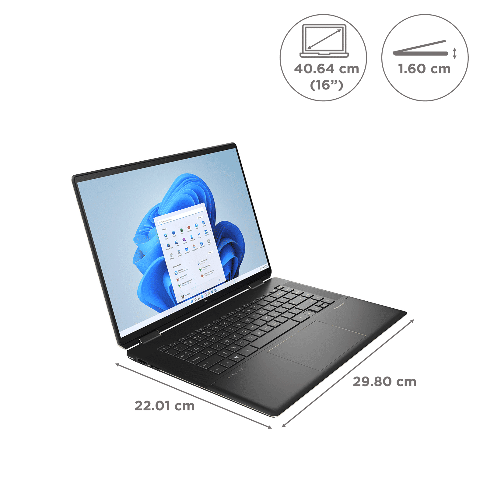 HP Spectre x360 16 Intel Core i7 13th Gen (16 inch, 16GB, 1TB, Windows 11, MS Office 2021, Intel UHD, IPS Display, Nightfall Black, 7Y6U8PA)_2