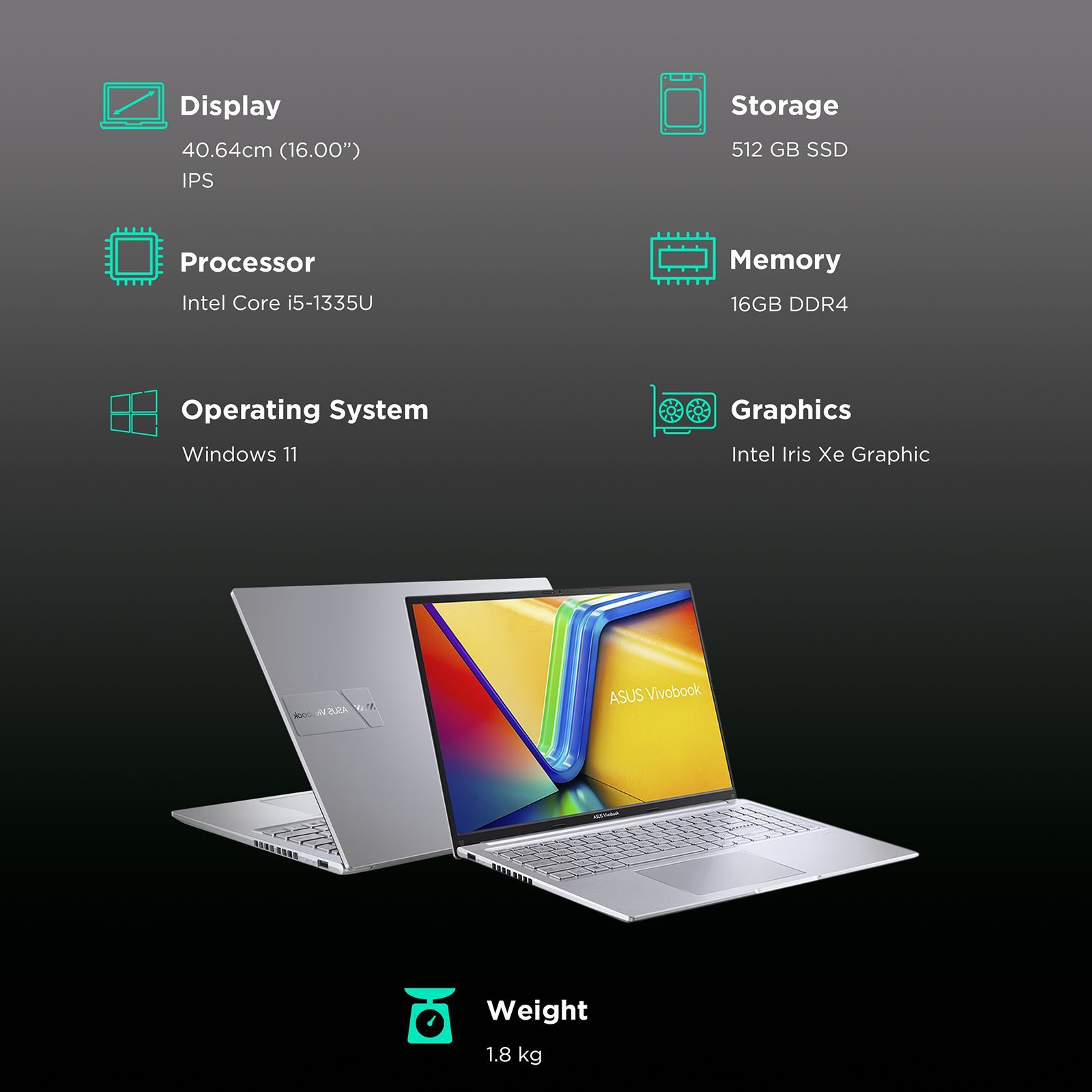 ASUS Vivobook 16 Intel Core i5 13th Gen Thin and Light Laptop (16GB, 512GB SSD, Windows 11 Home, 16 inch WUXGA IPS Display, MS Office 2021, Cool Silver, 1.88 KG) ASUS Vivobook 16 Intel Core i5 13th Gen Thin and Light Laptop (16GB, 512GB SSD, Windows 11 Home, 16 inch WUXGA IPS Display, MS Office 2021, Cool Silver, 1.88 KG)_3