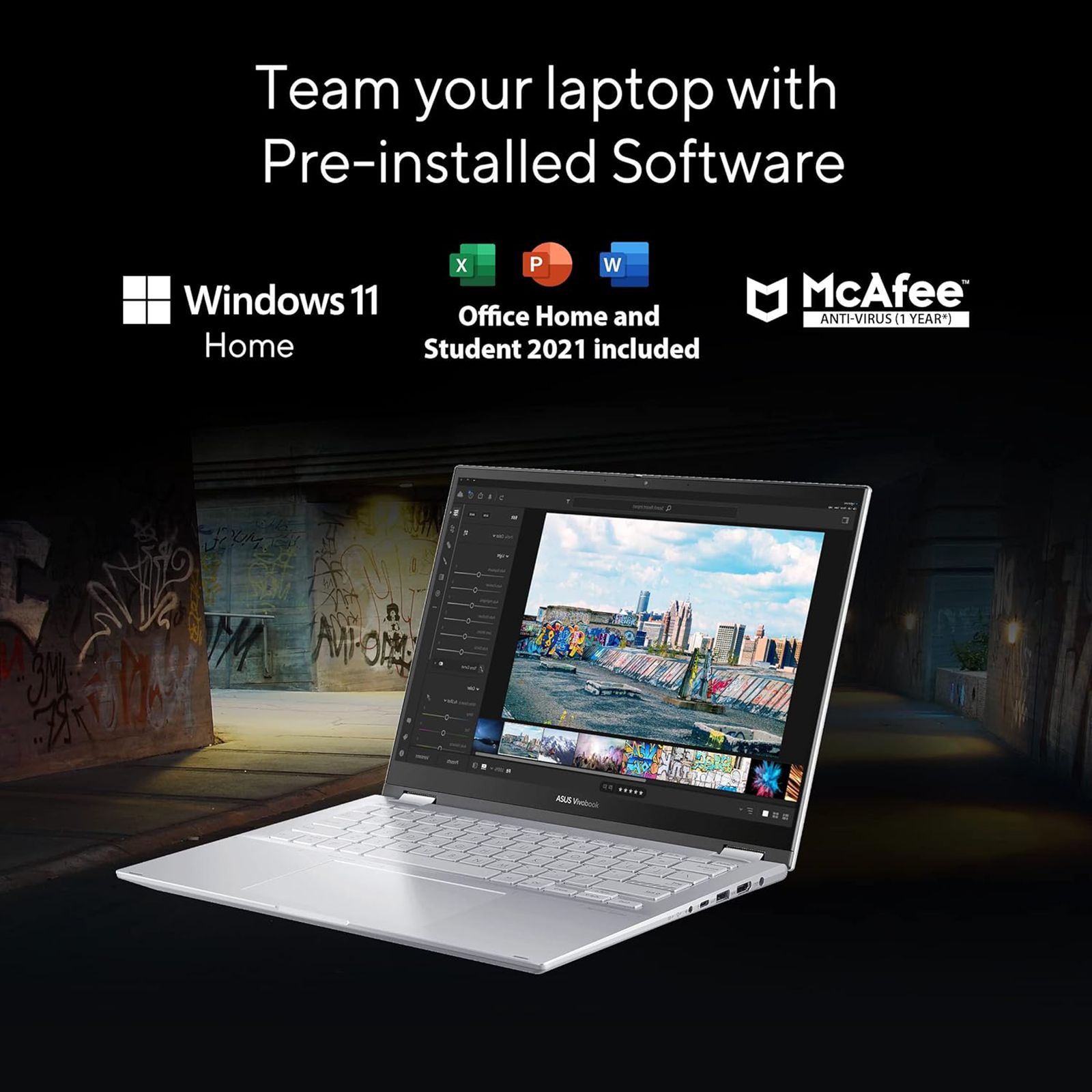 ASUS Vivobook S 14 Flip Intel Core i5 13th Gen Touchscreen Thin and Light Laptop (16GB, 512GB SSD, Windows 11 Home, 14 inch LED Backlight Display, MS Office 2021, Cool Silver, 1.5 KG)_12