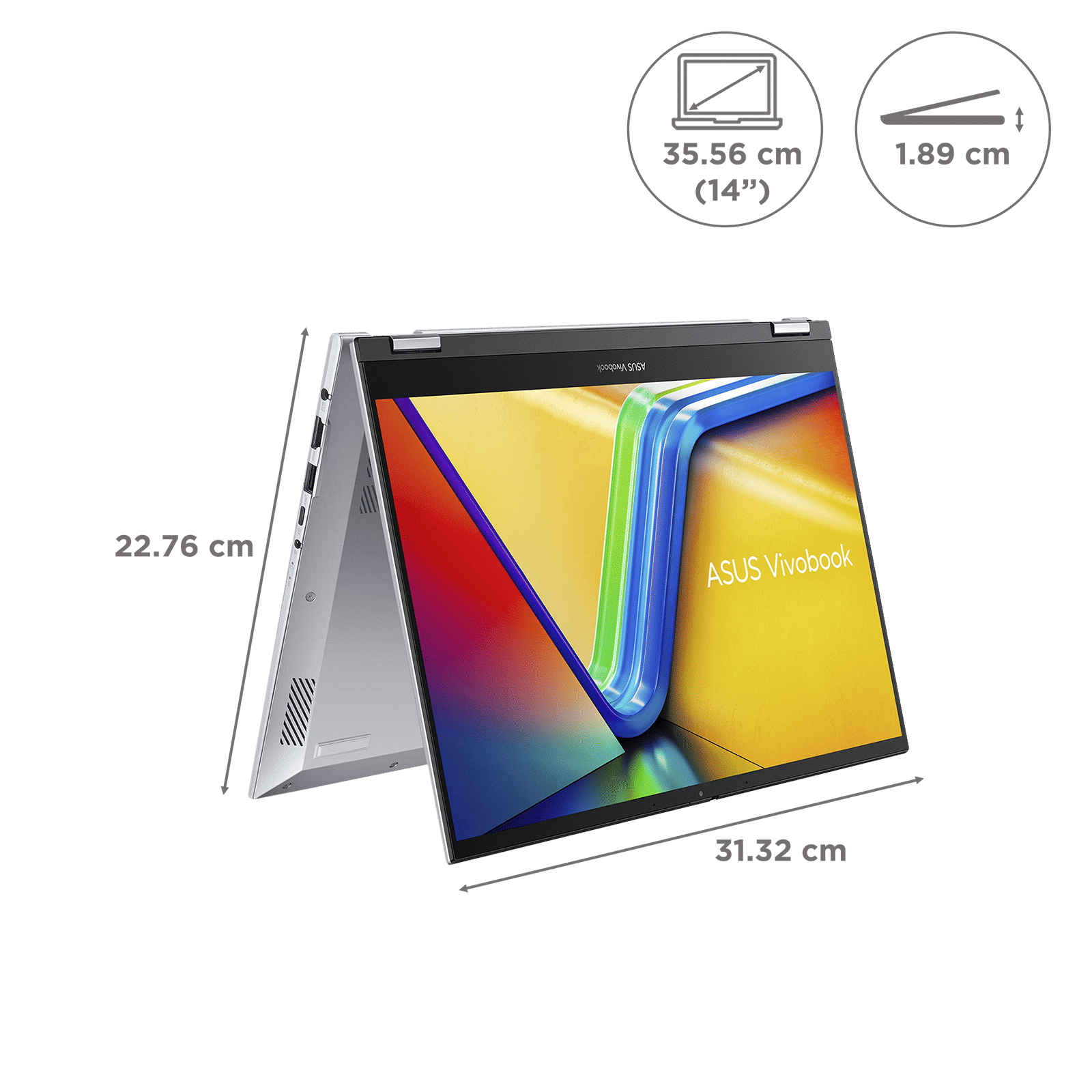 ASUS Vivobook S 14 Flip Intel Core i5 13th Gen Touchscreen Thin and Light Laptop (16GB, 512GB SSD, Windows 11 Home, 14 inch LED Backlight Display, MS Office 2021, Cool Silver, 1.5 KG)_2