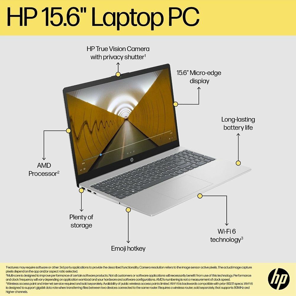 HP 15-fc0026AU AMD Ryen 3 Thin and Light Laptop (8GB, 512GB SSD, Windows 11 Home, 15.6 inch FHD Display, MS Office 2021, Natural Silver, 1.75 KG) HP 15-fc0026AU AMD Ryen 3 Thin and Light Laptop (8GB, 512GB SSD, Windows 11 Home, 15.6 inch FHD Display, MS Office 2021, Natural Silver, 1.75 KG)_9