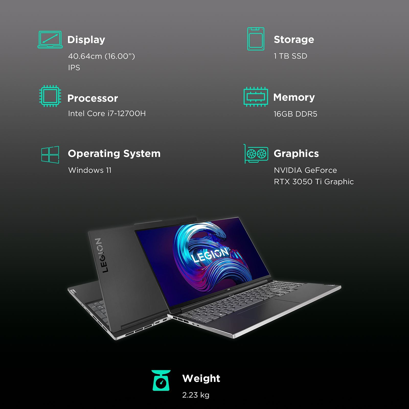 Lenovo Legion S7 16IAH7 Intel Core i7 12th Gen (16 inch, 16GB, 1TB, Windows 11, MS Office 2021, NVIDIA GeForce RTX 3050TI, WQXGA IPS Display, Onyx Grey, 82TF007LIN)_3