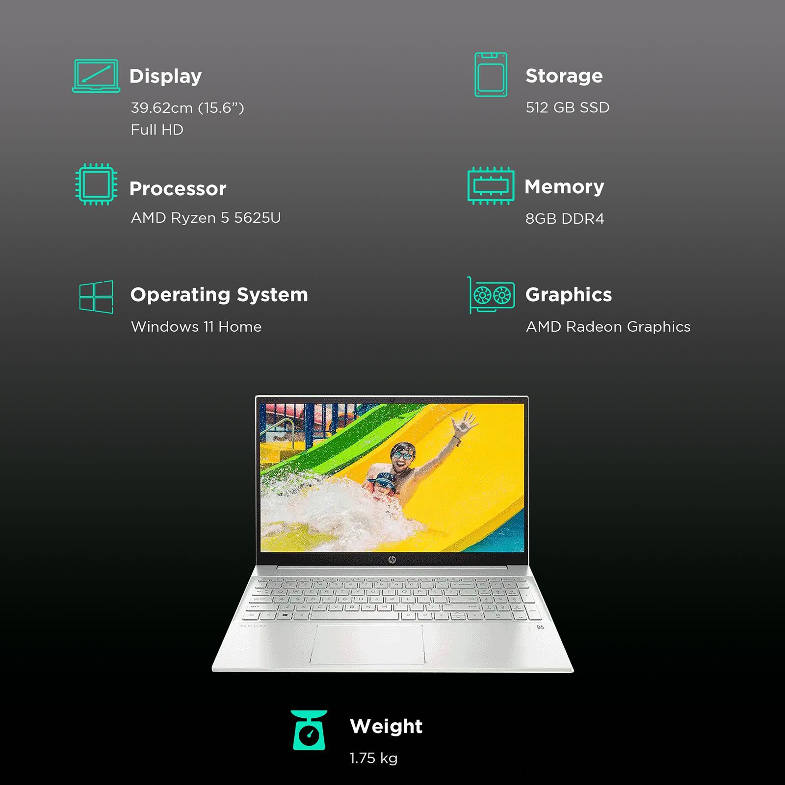 HP Pavilion 15-eh2050AU AMD Ryzen 5 (15 inch, 8GB, 512GB, Windows 11, MS Office 2021, AMD Radeon Graphics, Full HD Display, Natural Silver, 7Z1H8PA)_3