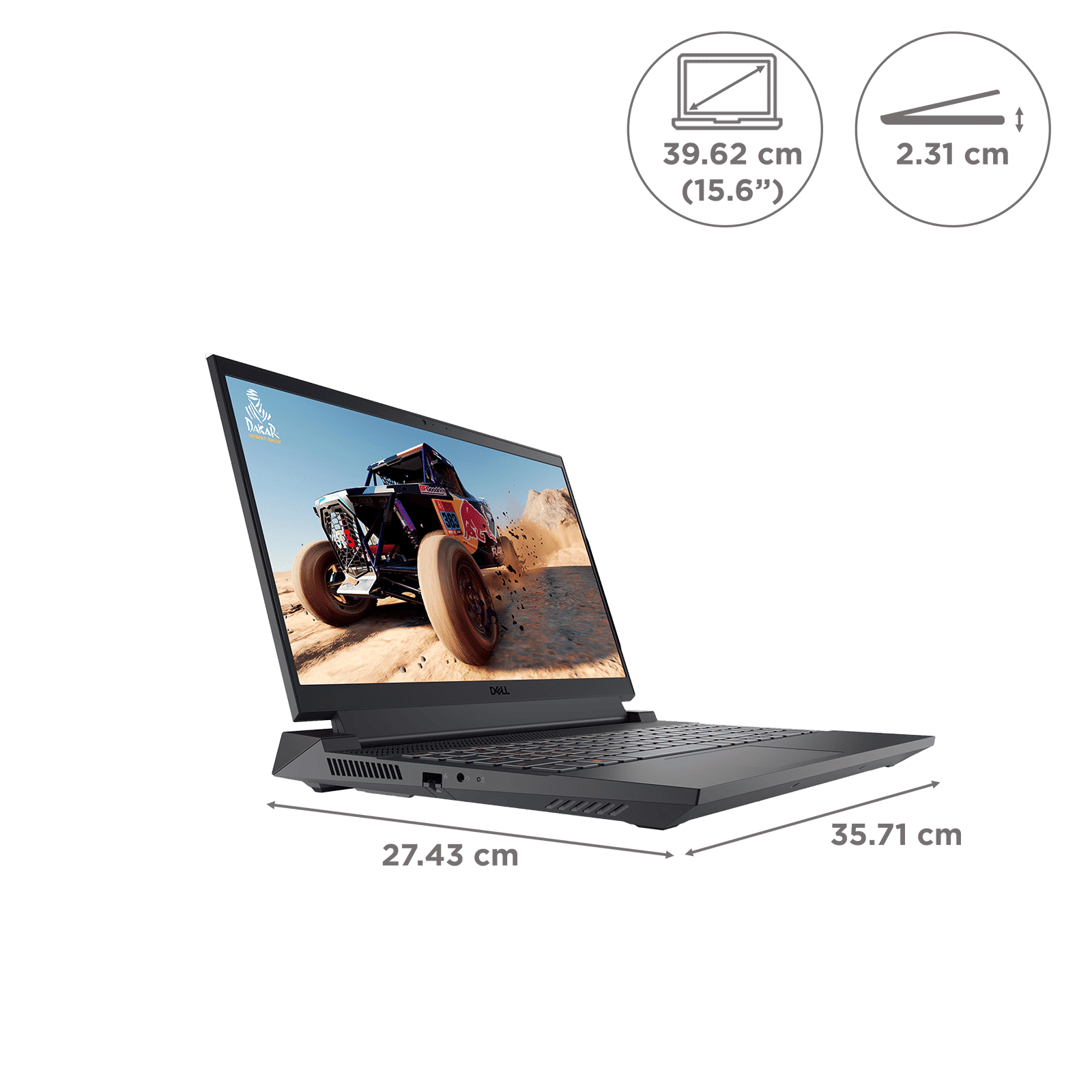 DELL G15 5530 Intel Core i7 13th Gen Notebook Laptop (16GB, 512GB SSD, Windows 11 Home, 6GB Graphics, 15.6 inch Full HD Display, MS Office 2021, Shadow Gray with Black Thermal Shelf, 2.81 KG)_2