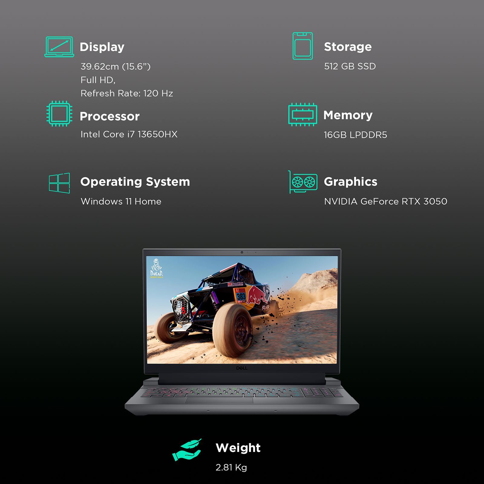 DELL G15 5530 Intel Core i7 13th Gen Notebook Laptop (16GB, 512GB SSD, Windows 11 Home, 6GB Graphics, 15.6 inch Full HD Display, MS Office 2021, Shadow Gray with Black Thermal Shelf, 2.81 KG) DELL G15 5530 Intel Core i7 13th Gen Notebook Laptop (16GB, 512GB SSD, Windows 11 Home, 6GB Graphics, 15.6 inch Full HD Display, MS Office 2021, Shadow Gray with Black Thermal Shelf, 2.81 KG)_3