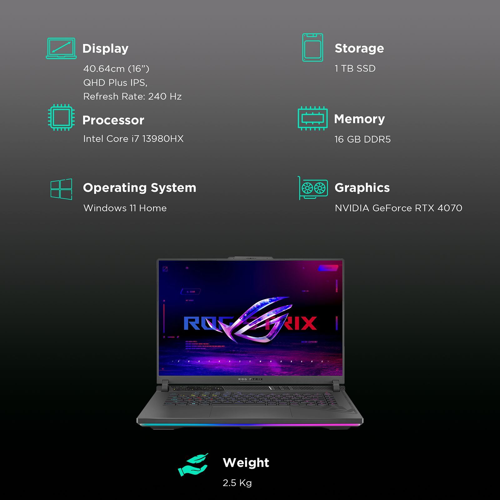 ASUS ROG Strix G16 G614JI-N4151WS Intel Core i9 Laptop (16GB, 1TB SSD, Windows 11 Home, 8GB GDDR6, 16 inch QHD Plus IPS Display, MS Office 2021 And McAfee, Volt Green, 2.5 Kg)_3