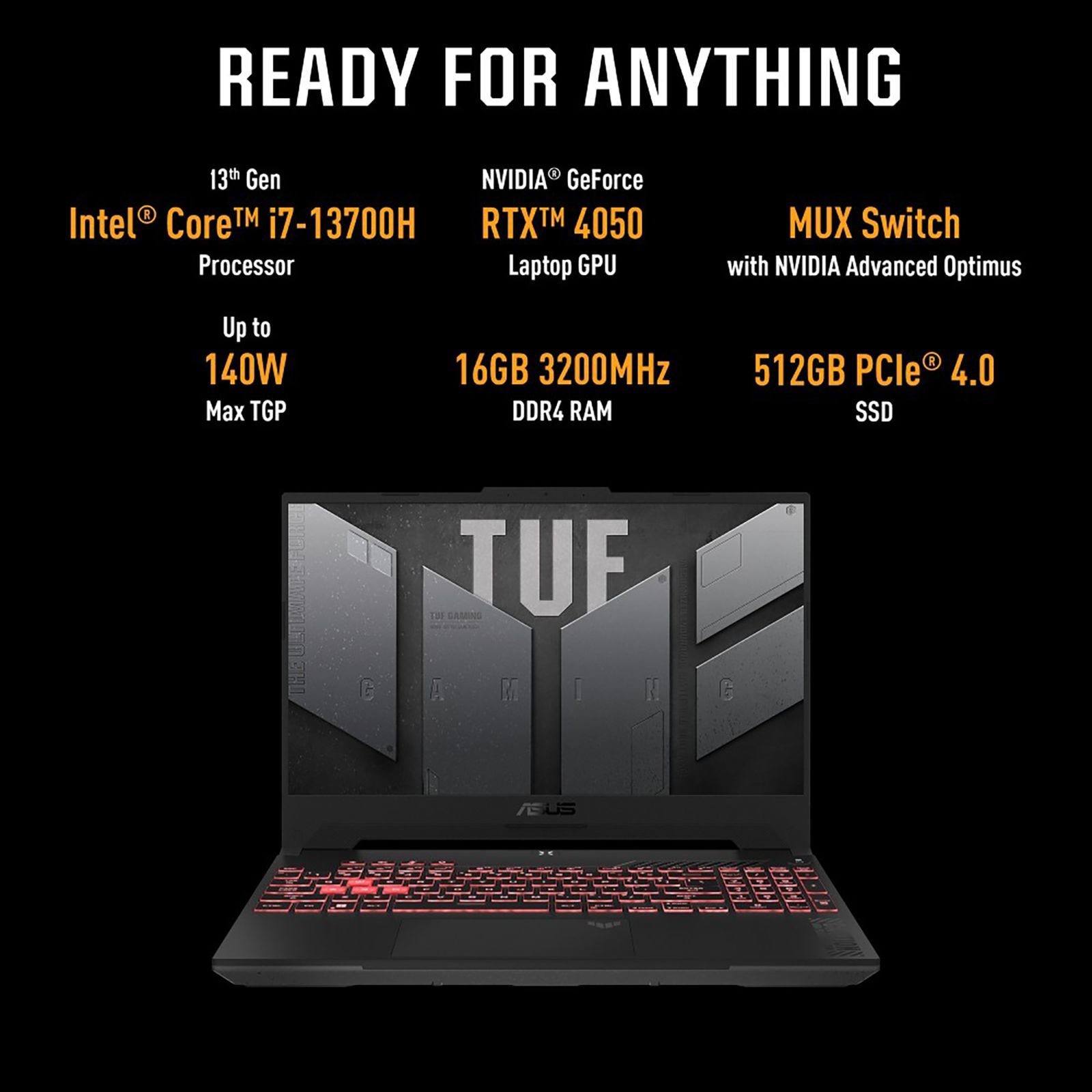 ASUS TUF FX507VU-LP083WS Gaming Intel Core i7 13th Gen (15.6 inch, 16GB, 512GB, Windows 11 Home, MS Office 2021, NVIDIA GeForce RTX 4050, Full HD IPS Display, Mecha Gray, 90NR0CJ7-M004N0)_16