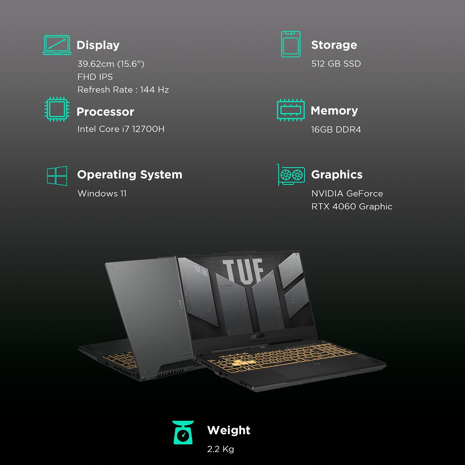 ASUS TUF Gaming F15 FX507ZV-LP094W Intel Core i7 12th Gen Gaming Laptop (16GB, 512GB SSD, Windows 11 Home, 8GB GDDR6,15.6 inch FHD IPS Display, Mecha Gray, 2.2Kg)_3