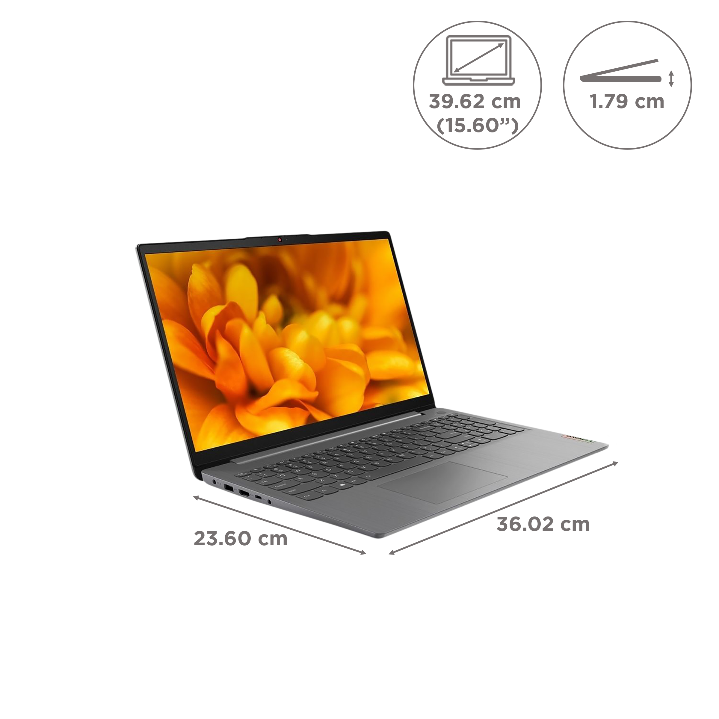 Lenovo IdeaPad Slim 3 15AMN8 AMD Ryzen 3 7320U Thin & Light Laptop (8GB, 512GB SSD, Windows 11 Home, 15.6 inch Full HD Display, MS Office 2021, Arctic Grey, 1.62 KG)_2