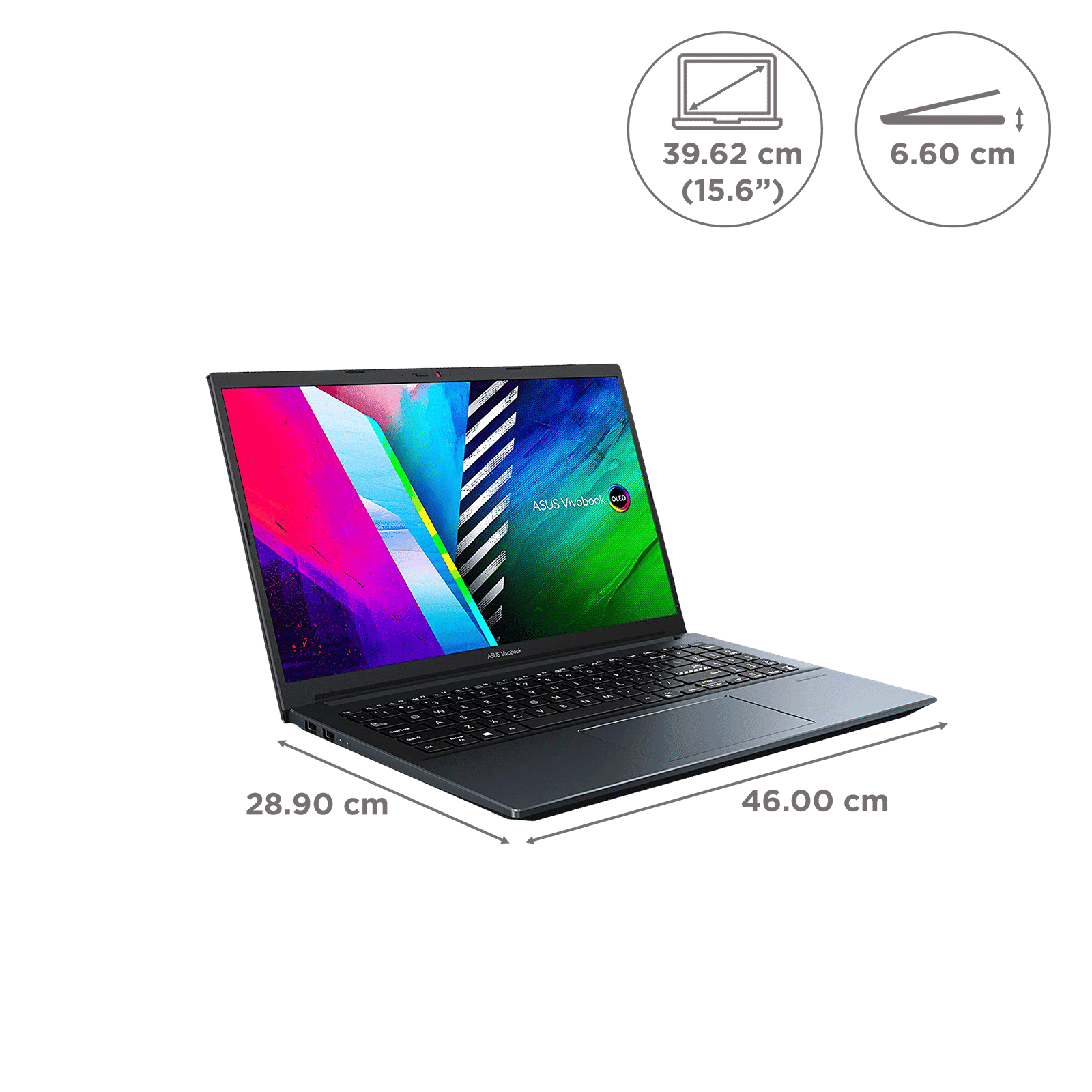ASUS Vivobook Pro 15 AMD Ryzen 5 Thin and Light Laptop (16GB, 512GB SSD, Windows 11 Home, 4GB Graphics, 15.6 inch FHD OLED Display, MS Office 2021, Quiet Blue, 1.65 KG)_2