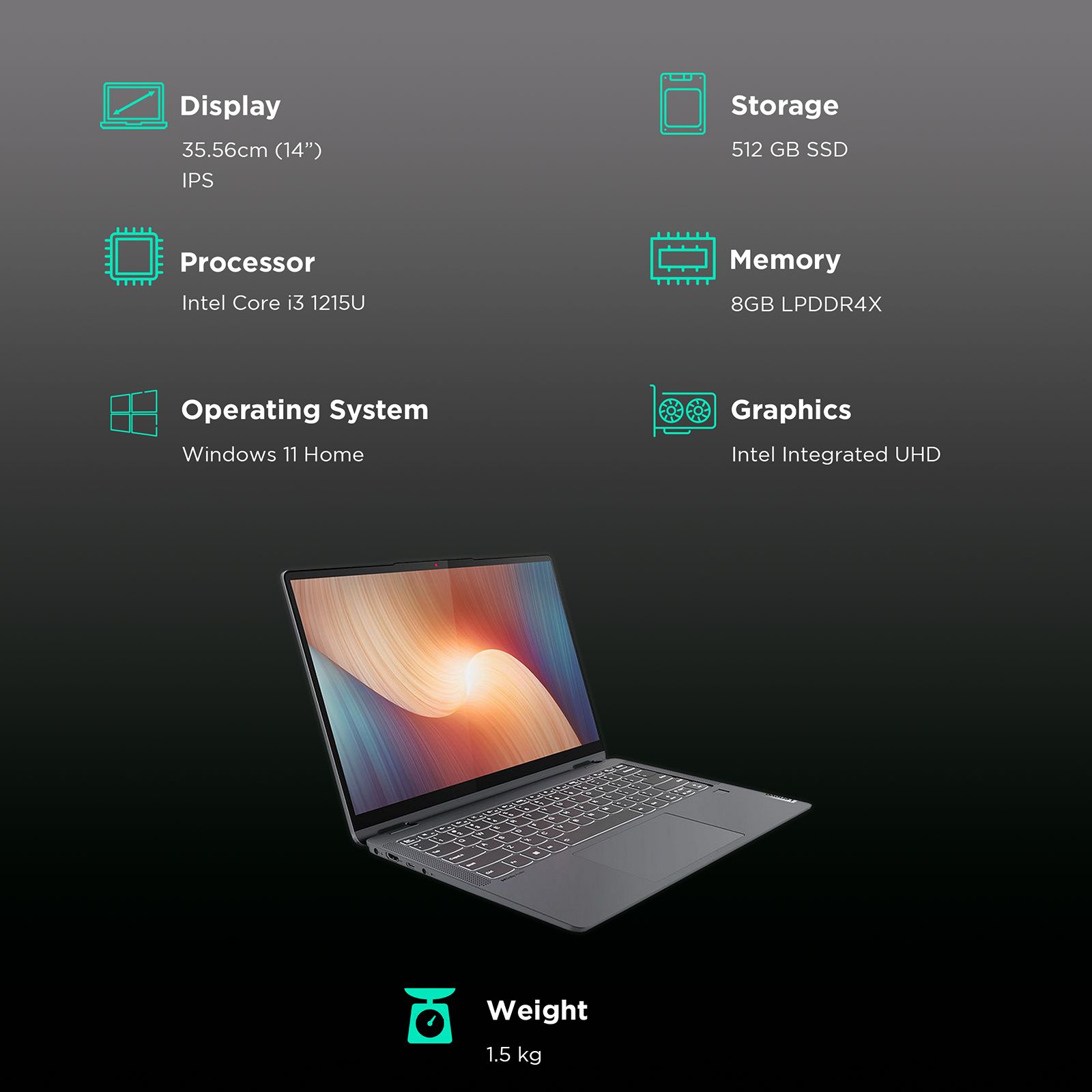 Lenovo IdeaPad Flex 5i Intel Core i3 12th Gen (14 inch, 8GB, 512GB, Windows 11 Home, MS Office 2021, Intel UHD Graphics, WUXGA IPS Display, Storm Grey, 82R70067IN) Lenovo IdeaPad Flex 5i Intel Core i3 12th Gen (14 inch, 8GB, 512GB, Windows 11 Home, MS Office 2021, Intel UHD Graphics, WUXGA IPS Display, Storm Grey, 82R70067IN)_3