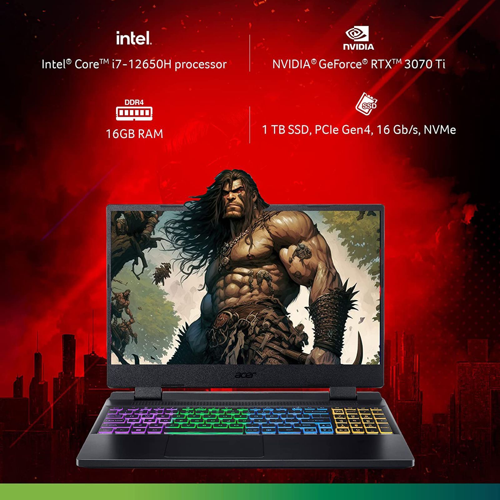 acer Nitro 5 Intel Core i7 12th Gen Gaming Laptop (16GB, 1TB SSD, Windows 11 Home, 8GB Graphics, 15.6 inch 165 Hz QHD IPS Display, NVIDIA GeForce RTX 3070 Ti, Black, 2.6 KG)_14