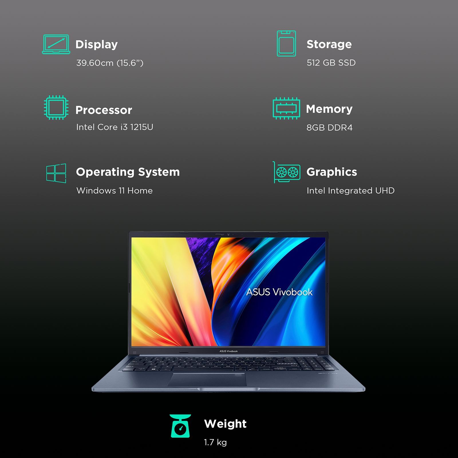 ASUS Vivobook 15 Intel Core i3 12th Gen Laptop (8GB, 512GB SSD, Windows 11 Home, 15.6 inch Full HD LED-Backlit Display, MS Office 2021 Quiet Blue, 1.7 Kg)_3